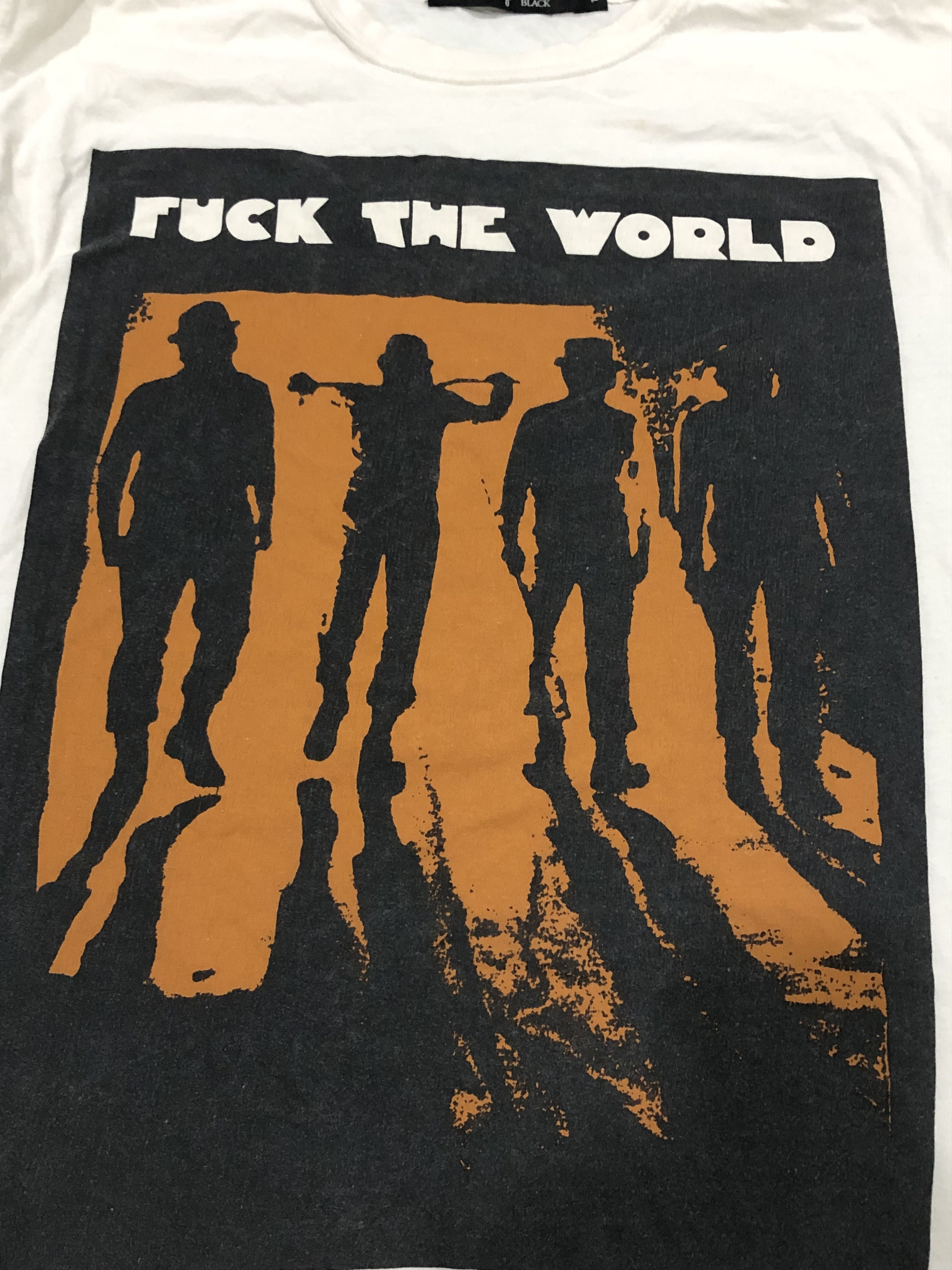 Designer × NO ID × Vintage Rare Vintage Designer No ID Black Fuck The World Tees Size US XL / EU 56 / 4 - 3 Thumbnail
