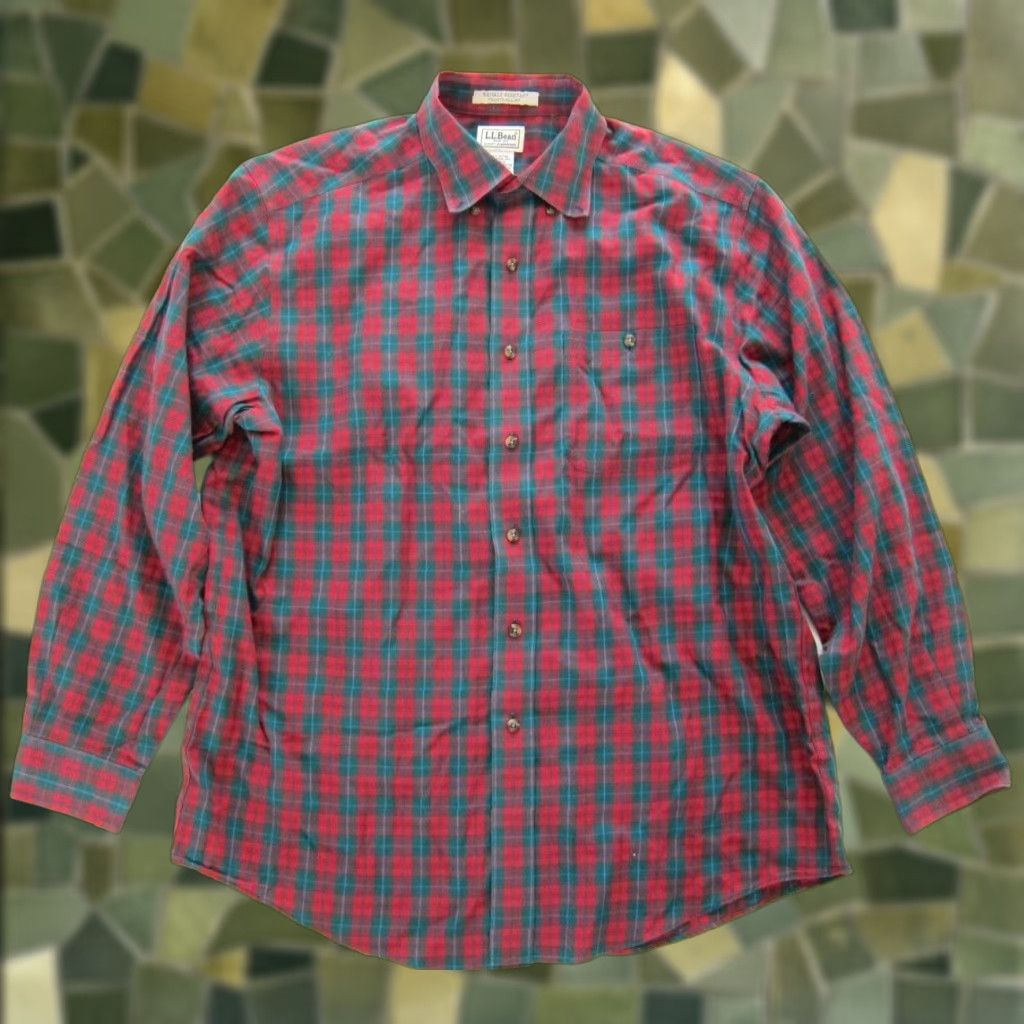 Vintage VINTAGE L.L. Bean Cotton Green Red Plaid Button Down Long Sleeve Shirt M Size US M / EU 48-50 / 2 - 1 Thumbnail