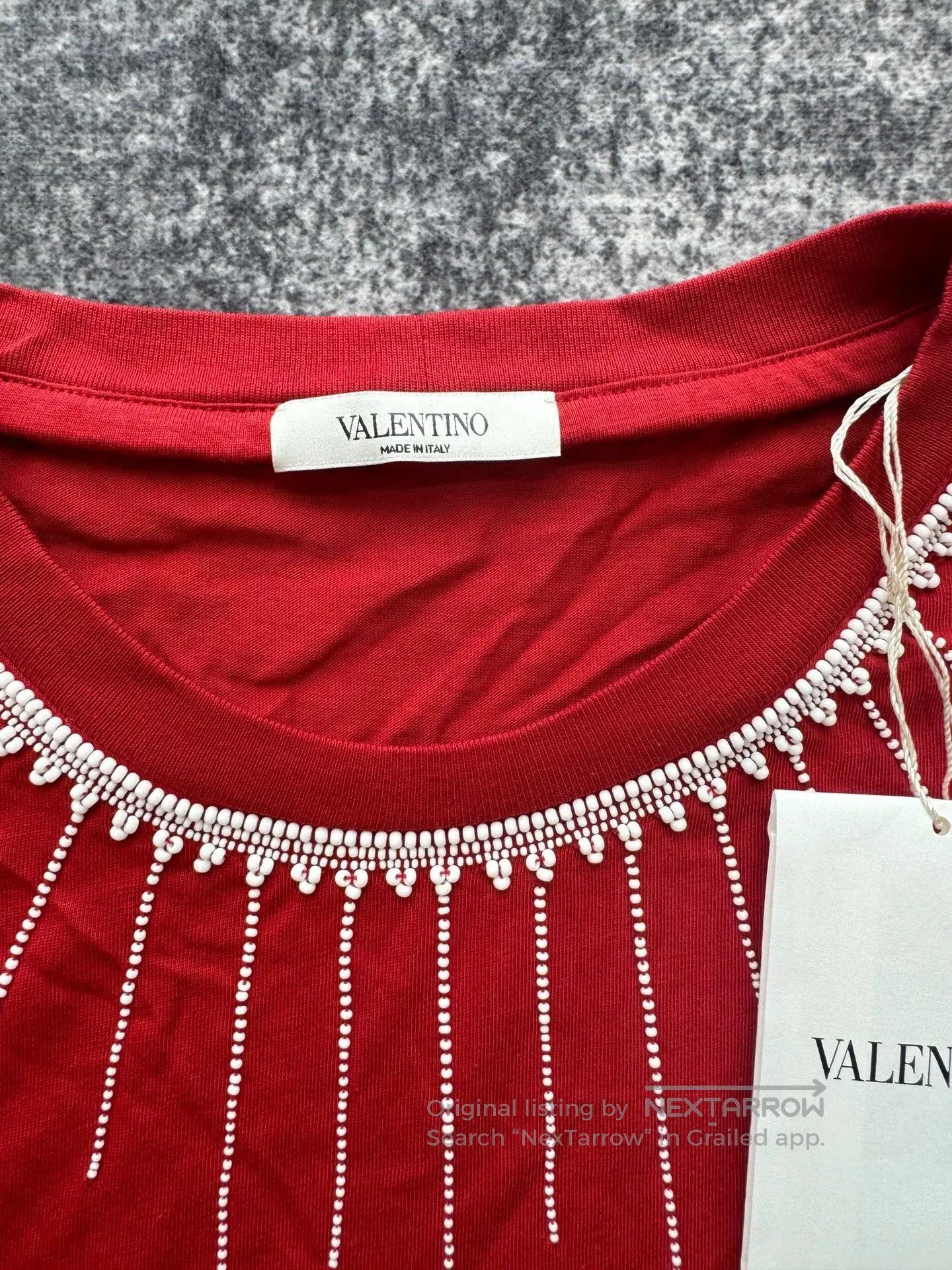 Valentino Valentino Red Beaded Short Sleeve Top. Size L / US 10 / IT 46 - 3 Thumbnail