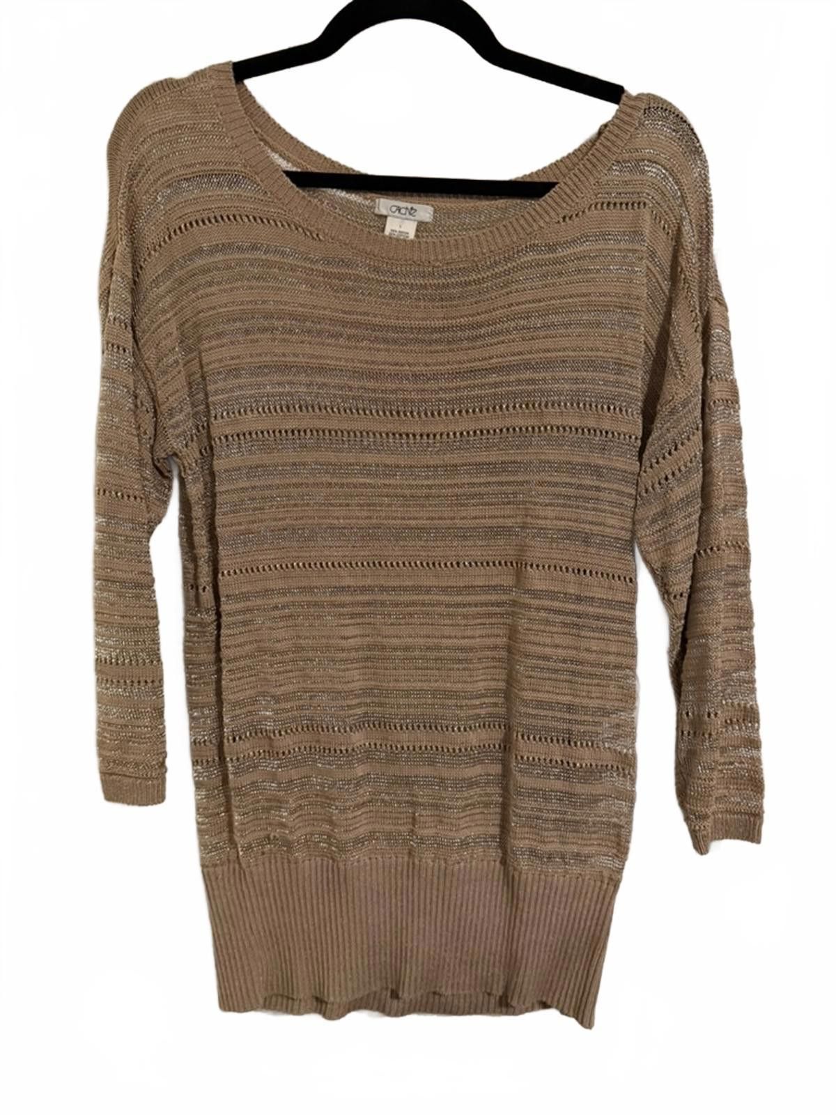 Other Cache Beige Metallic Lightweight Sweater Large Size L / US 10 / IT 46 - 3 Thumbnail