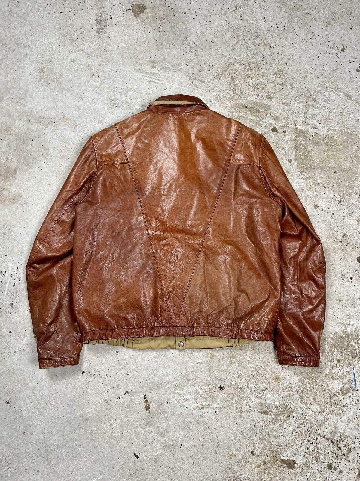 Vintage Vintage 90s Brown Leather Reversible Rare Bomber Jacket Size US L / EU 52-54 / 3 - 2 Thumbnail
