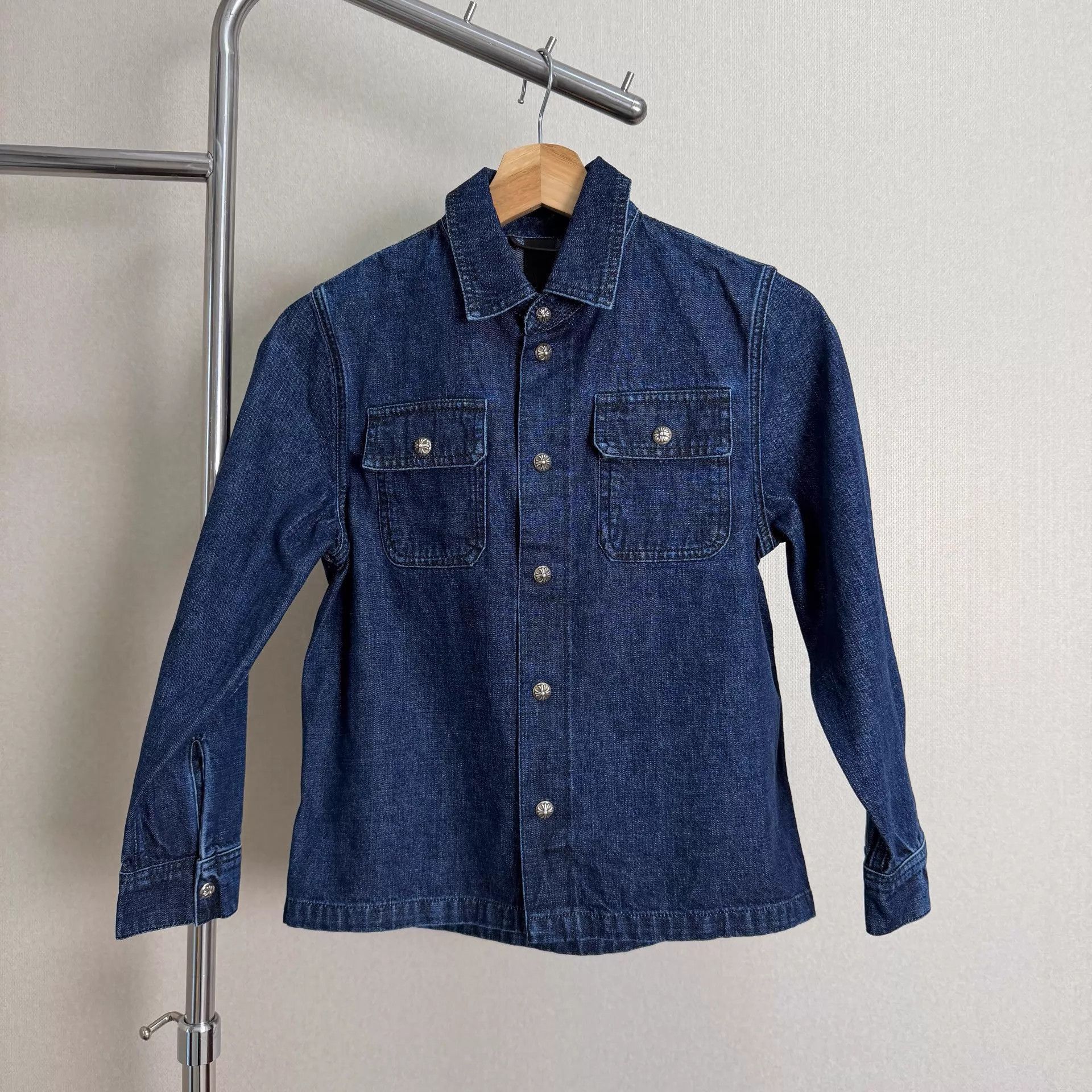 Chrome Hearts Blue Denim Long Sleeve Button-Up Shirt Size US XXS / EU 40 - 1 Thumbnail