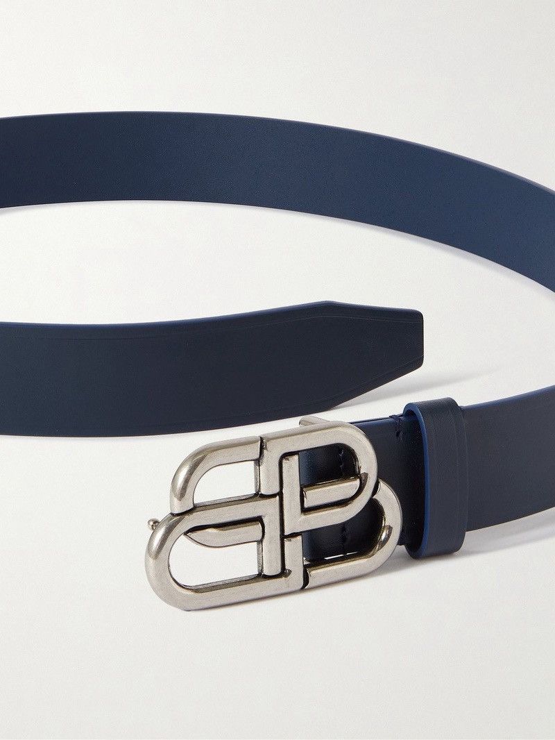 Balenciaga BB Navy Large Leather Belt Size ONE SIZE - 2 Thumbnail