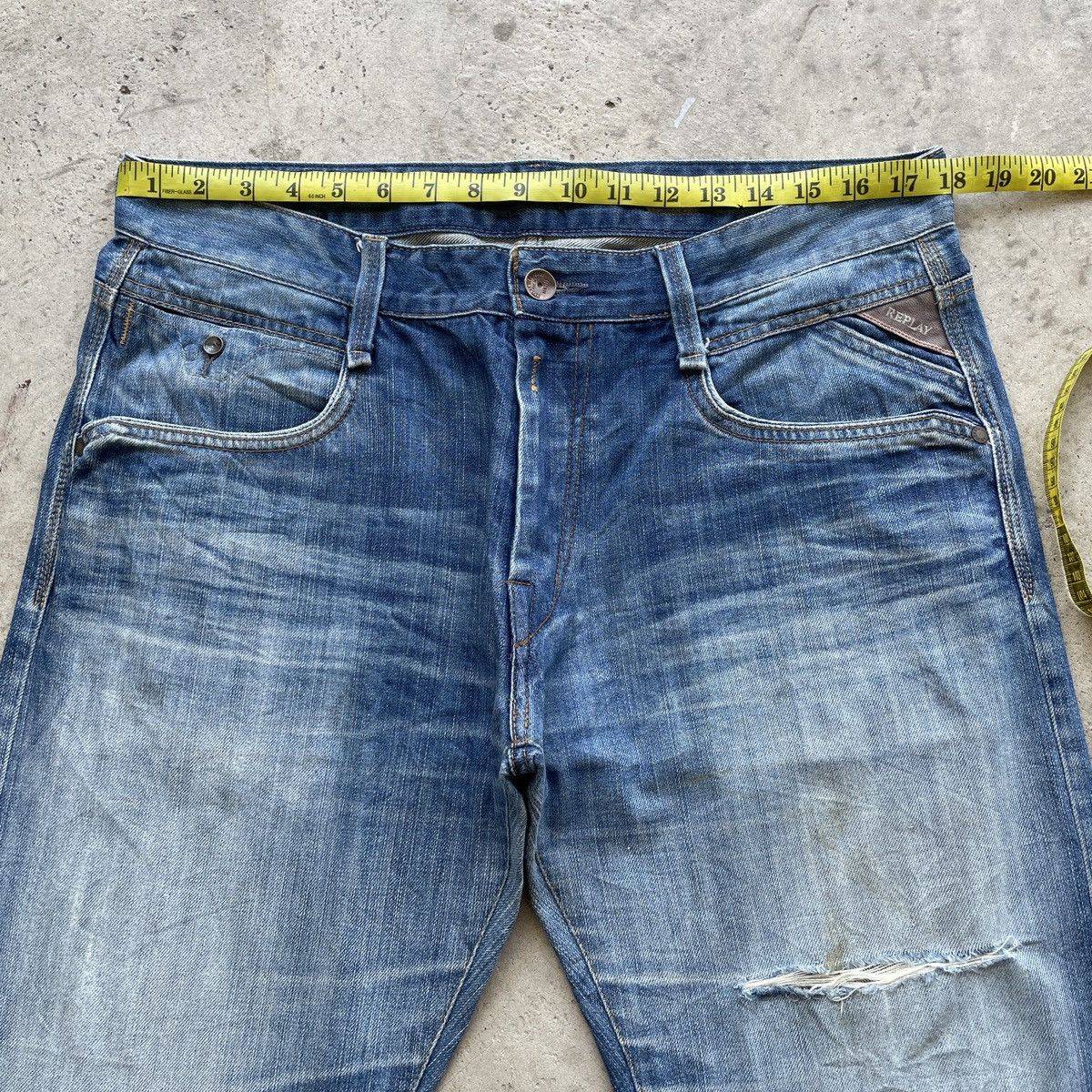 Replay Vintage Replay Jeans Distressed Stonewash Denim Faded Pants Size US 36 / EU 52 - 6 Thumbnail