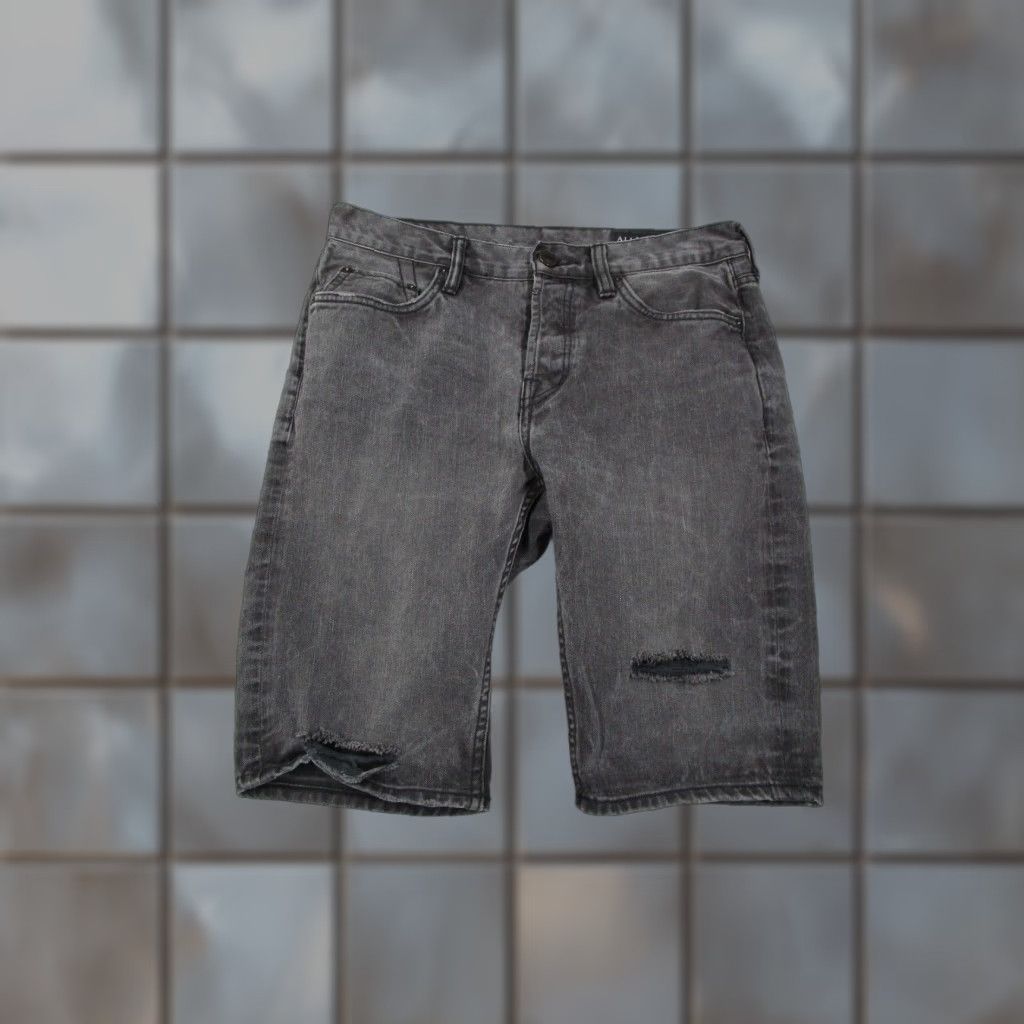 Allsaints All Saints Shorts Mens 28 Gray Denim Button Fly Distressed Nitrate Switch Fit Size US 28 / EU 44 - 1 Thumbnail