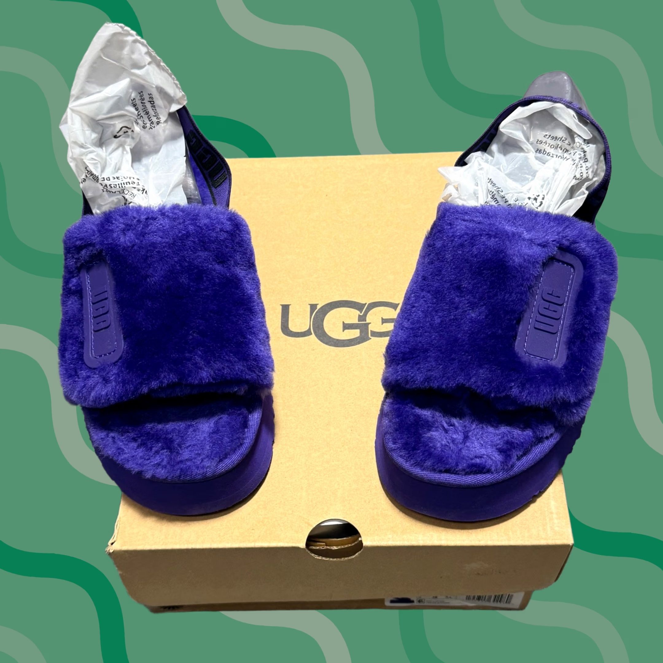Ugg UGG Disco Slide Womens 7 Purple Platform Sheepskin Slippers 1112258 New in Box Size US 5 / IT 35 - 1 Thumbnail