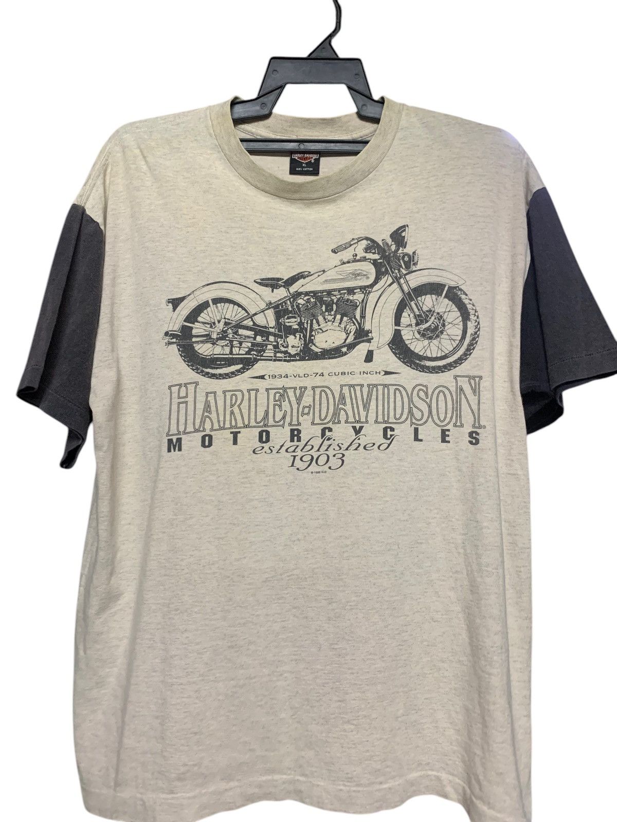 Harley Davidson × Vintage Vtg 1995 Harley Davidson T-shirt 1934 Vld Motorcycle Size US L / EU 52-54 / 3 - 5 Thumbnail