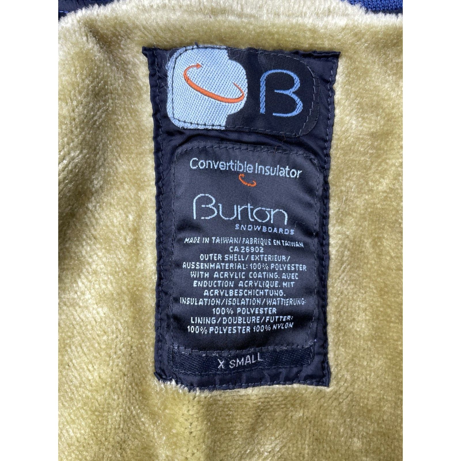 Burton VINTAGE Burton Snowboards Vest XS Blue Fleece Lined Zipper Ski Sports Men Mid-Length 90s Size US XS / EU 42 / 0 - 2 Thumbnail