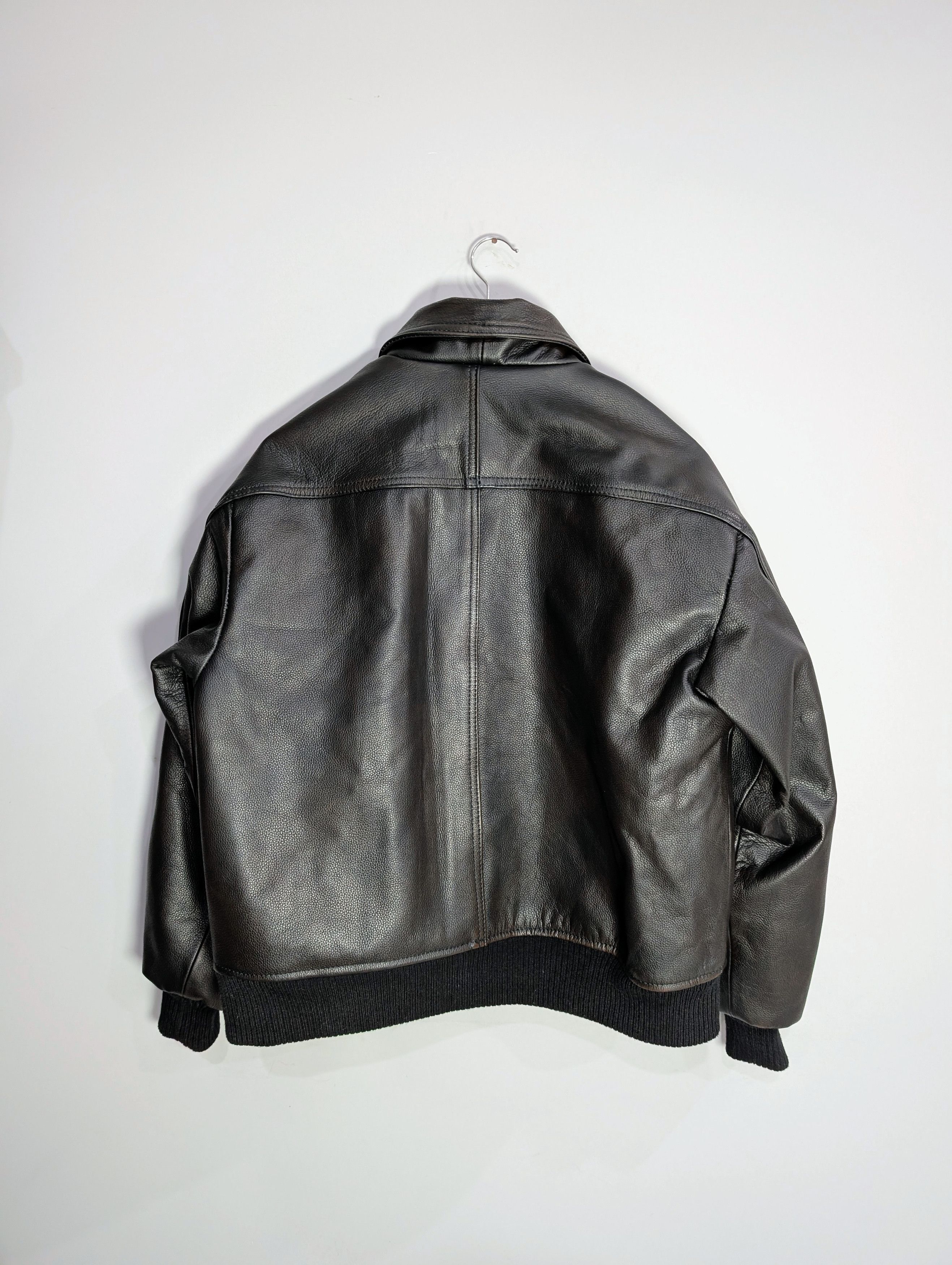 Vintage Oversized Vintage 90s Leather Jacket Retro Size M / US 6-8 / IT 42-44 - 2 Thumbnail