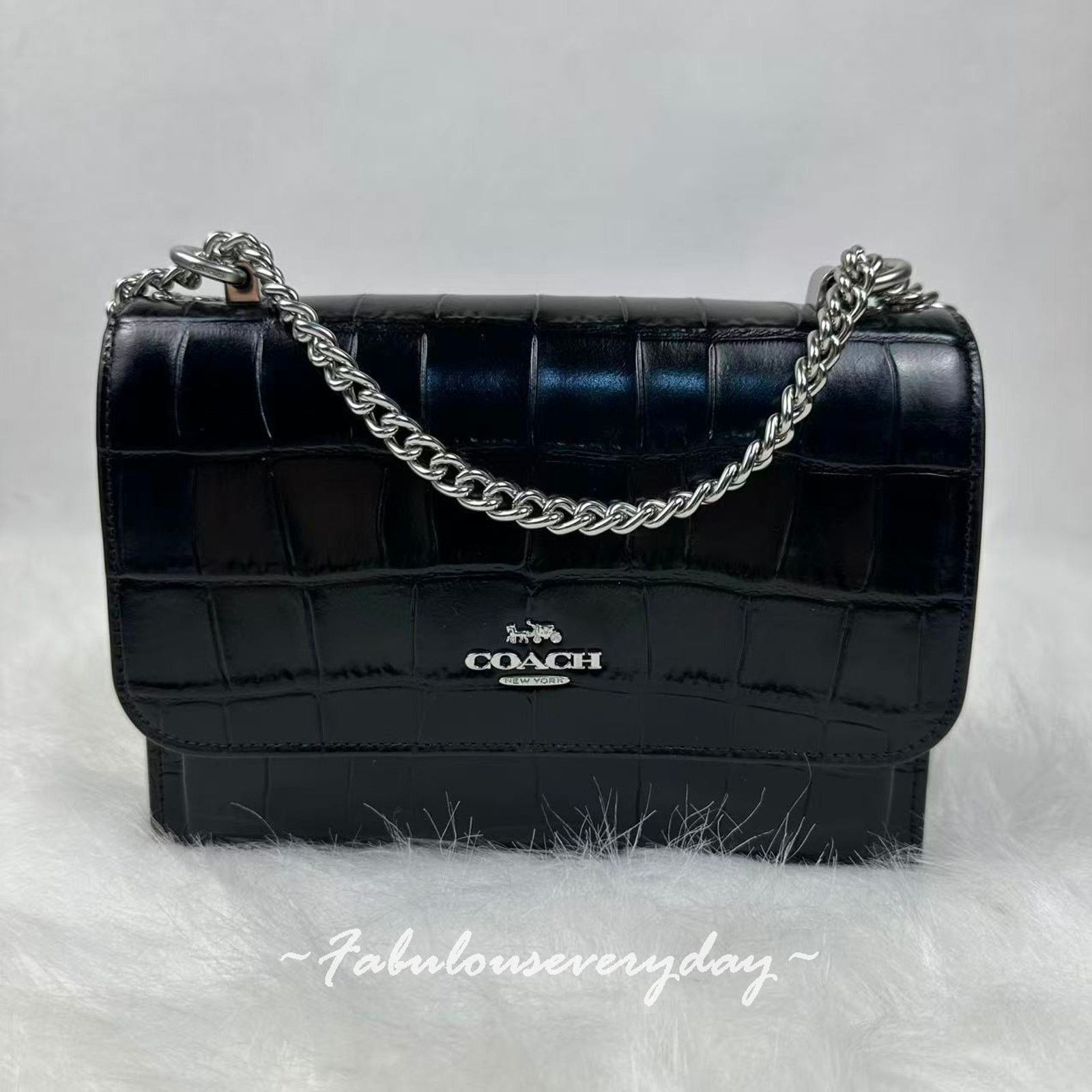 Coach Coach Klare Crossbody Bag Crocodile Leather/Black CC840 NWT Size ONE SIZE - 1 Thumbnail