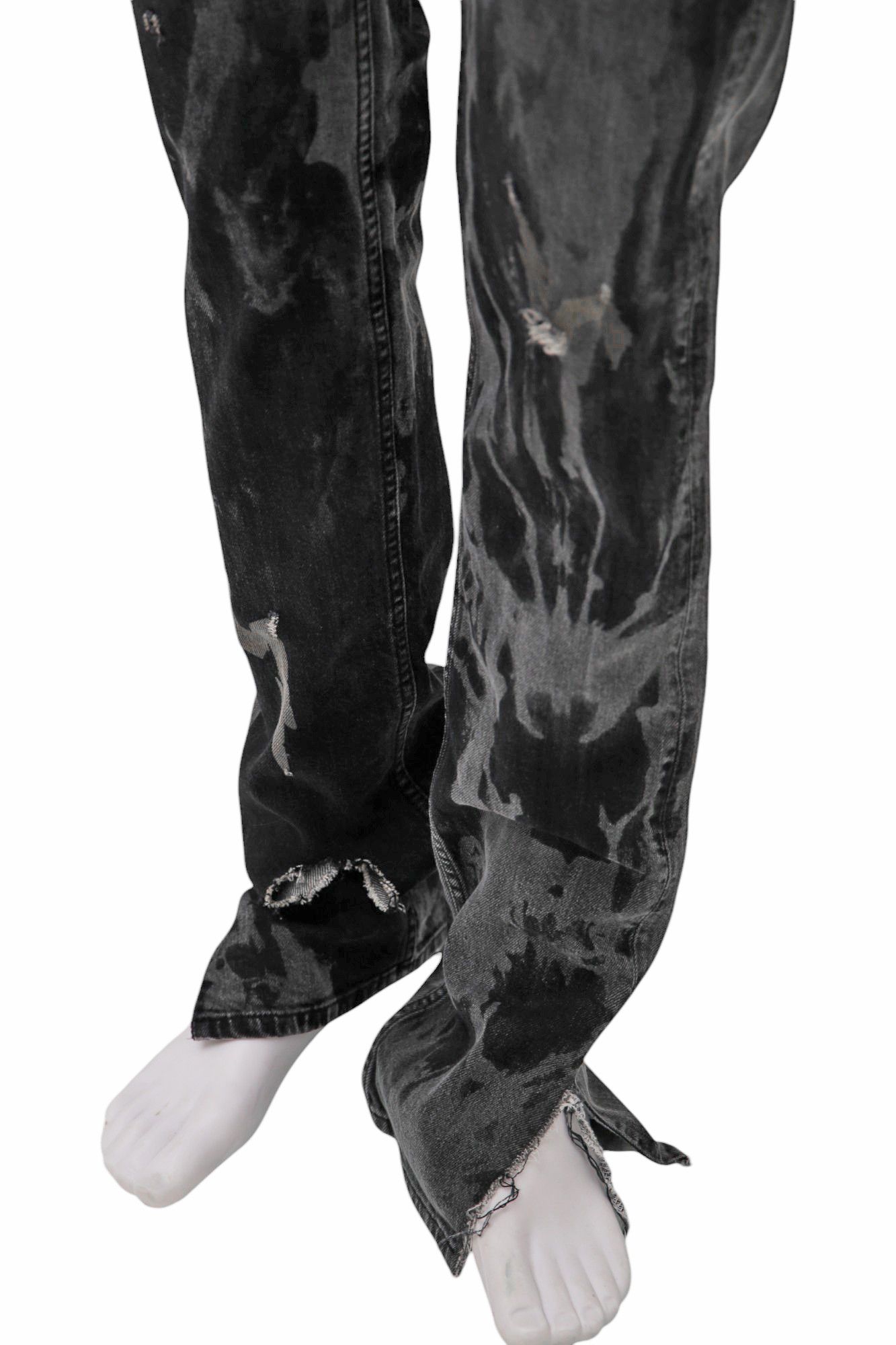 Helmut Lang Grey Distressed Painted Jeans Size US 29 - 8 Thumbnail