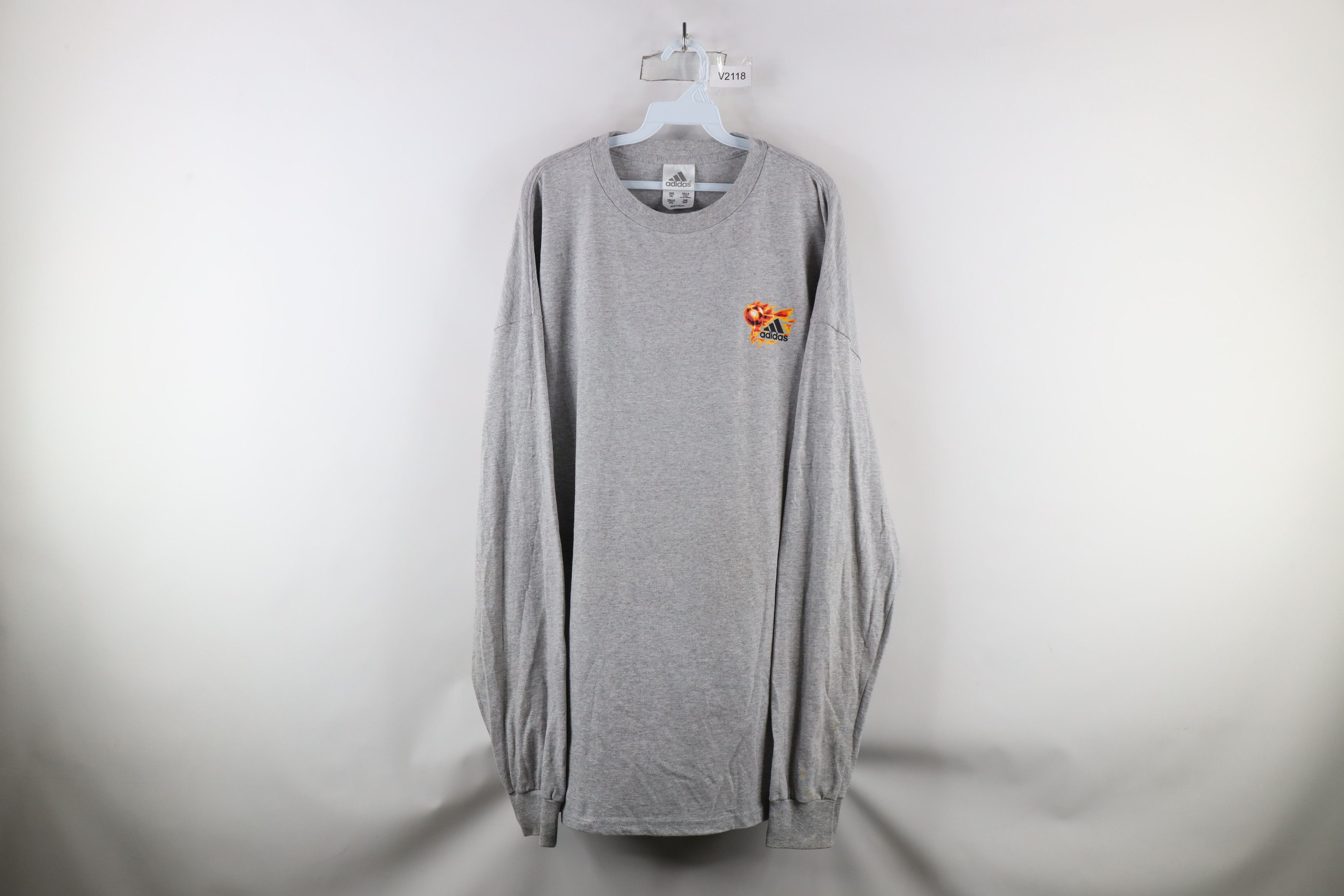 Adidas × Vintage Vintage 90s Adidas Soccer Fire Flames Long Sleeve T-Shirt Size US XXL / EU 58 / 5 - 1 Thumbnail