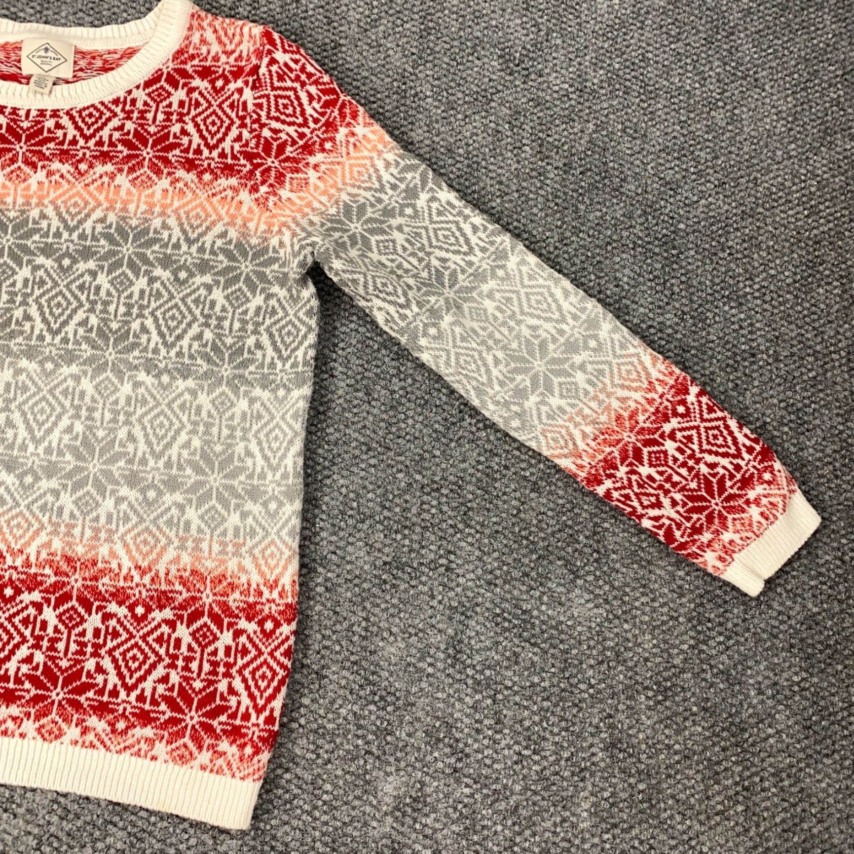 Vintage St Johns Bay St Johns Womens Sweater L Beige Snowflakes Holiday Christmas Pullover Crew Neck Knit Long Sleeve Geometric Regular Seasonal Womens Size L / US 10 / IT 46 - 2 Thumbnail