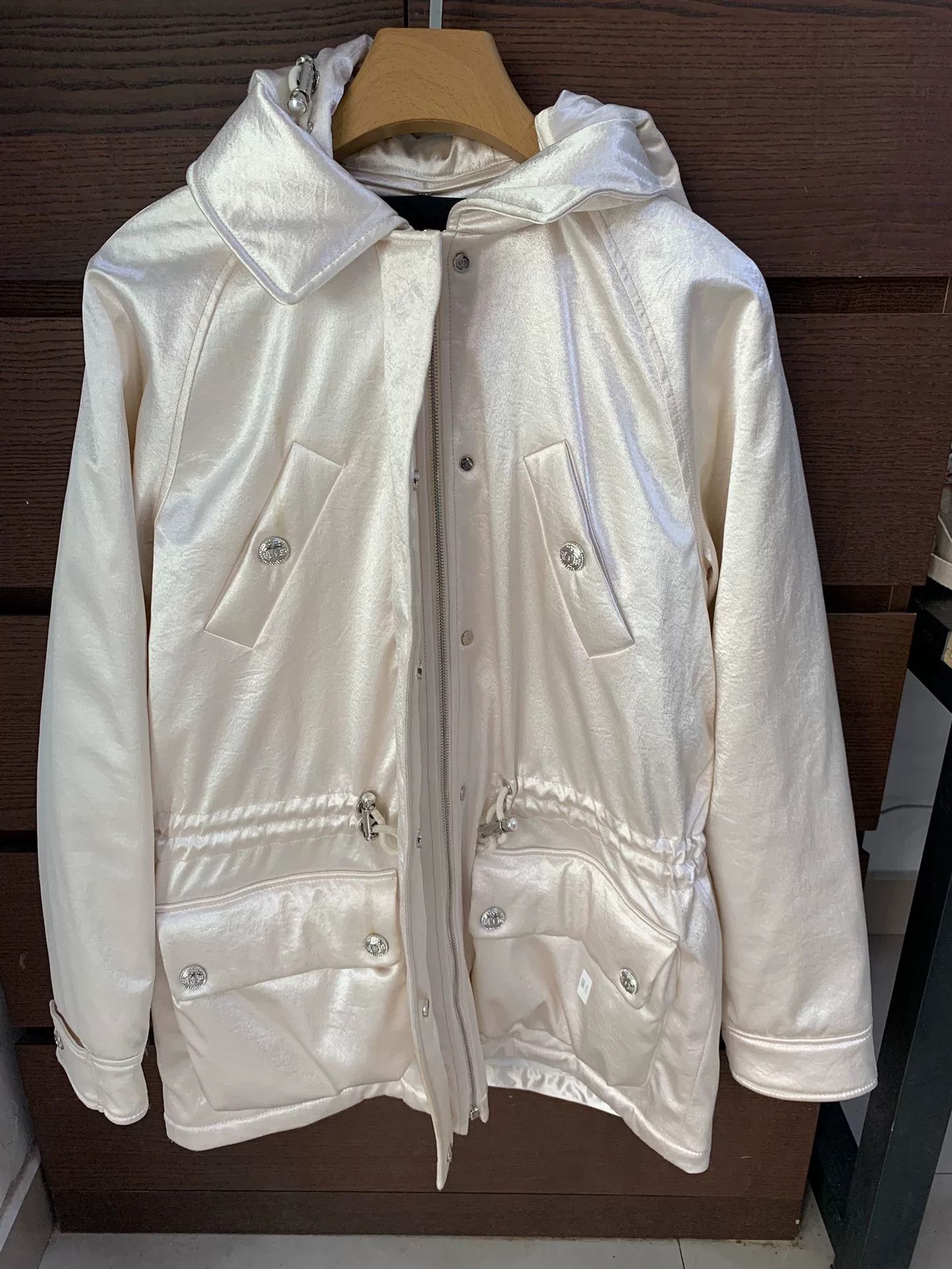 Chanel Chanel 23N White Satin Long Down Coat Size US M / EU 48-50 / 2 - 1 Thumbnail