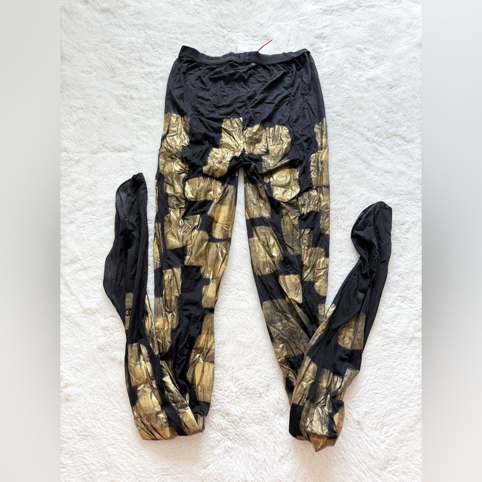 Chanel NEW!!! CHANEL metallic CC women tights size L Retail 1250$ Size ONE SIZE - 1 Thumbnail
