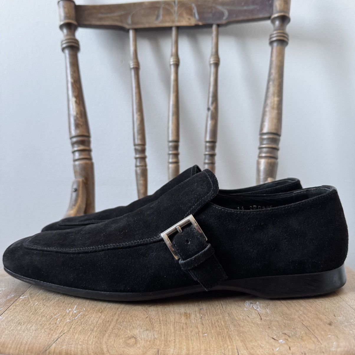 Prada Prada 2000’s Black Suede Buckle Leather Loafers Size US 12 / EU 45 - 4 Thumbnail