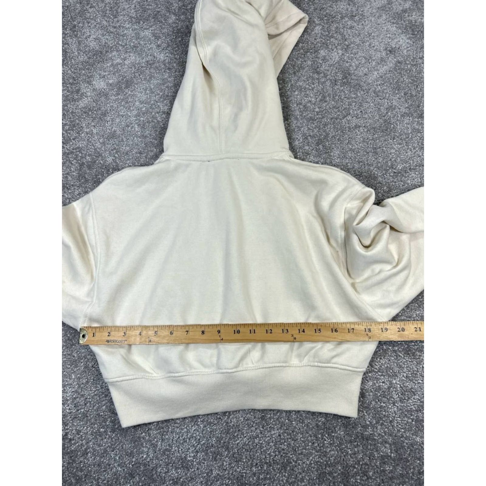 Zara Zara Hoodie Womens Medium Beige Pullover Hoodie Cropped Crew Neck Fleece Cotton Blend Size M / US 6-8 / IT 42-44 - 7 Thumbnail
