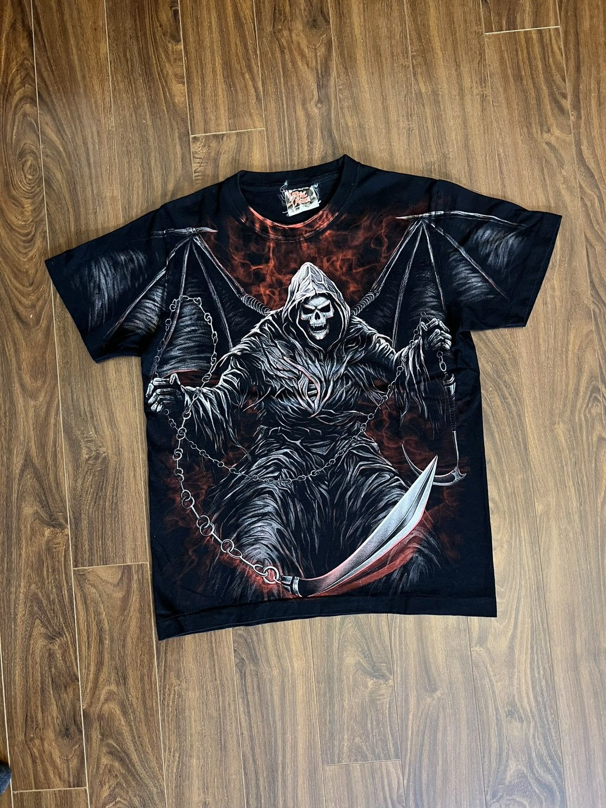 Vintage Vintage Y2K The Roxx AOP Grim Reaper Tee Size US S / EU 44-46 / 1 - 2 Thumbnail