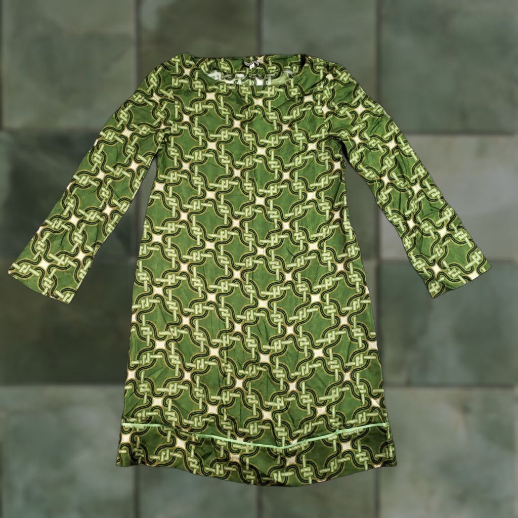 Vintage VINTAGE Maliparmi Dress Geometric 100% Silk Green Shift Womens Size 40 Knee Length Casual Size S / US 4 / IT 40 - 1 Thumbnail