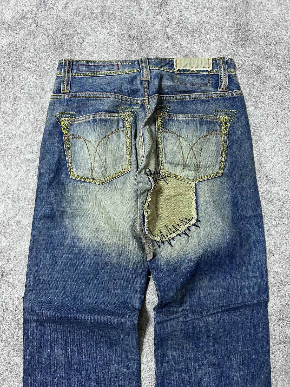 Japanese Brand Vintage Tough Jeans Washed Pacthwork Denim Size US 29 - 4 Thumbnail