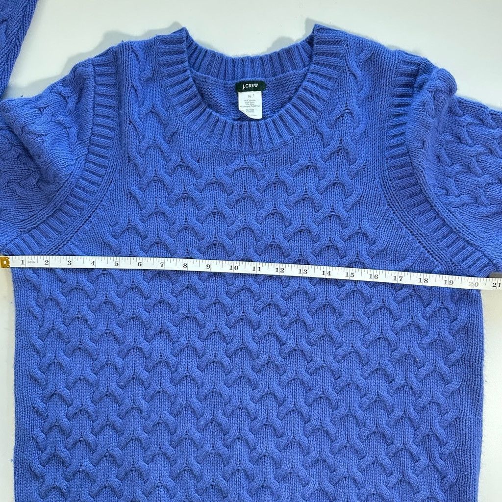 J.Crew J. Crew Cable Knit Wool Crewneck Pullover Sweater in Blue XL Size XL / US 12-14 / IT 48-50 - 6 Thumbnail