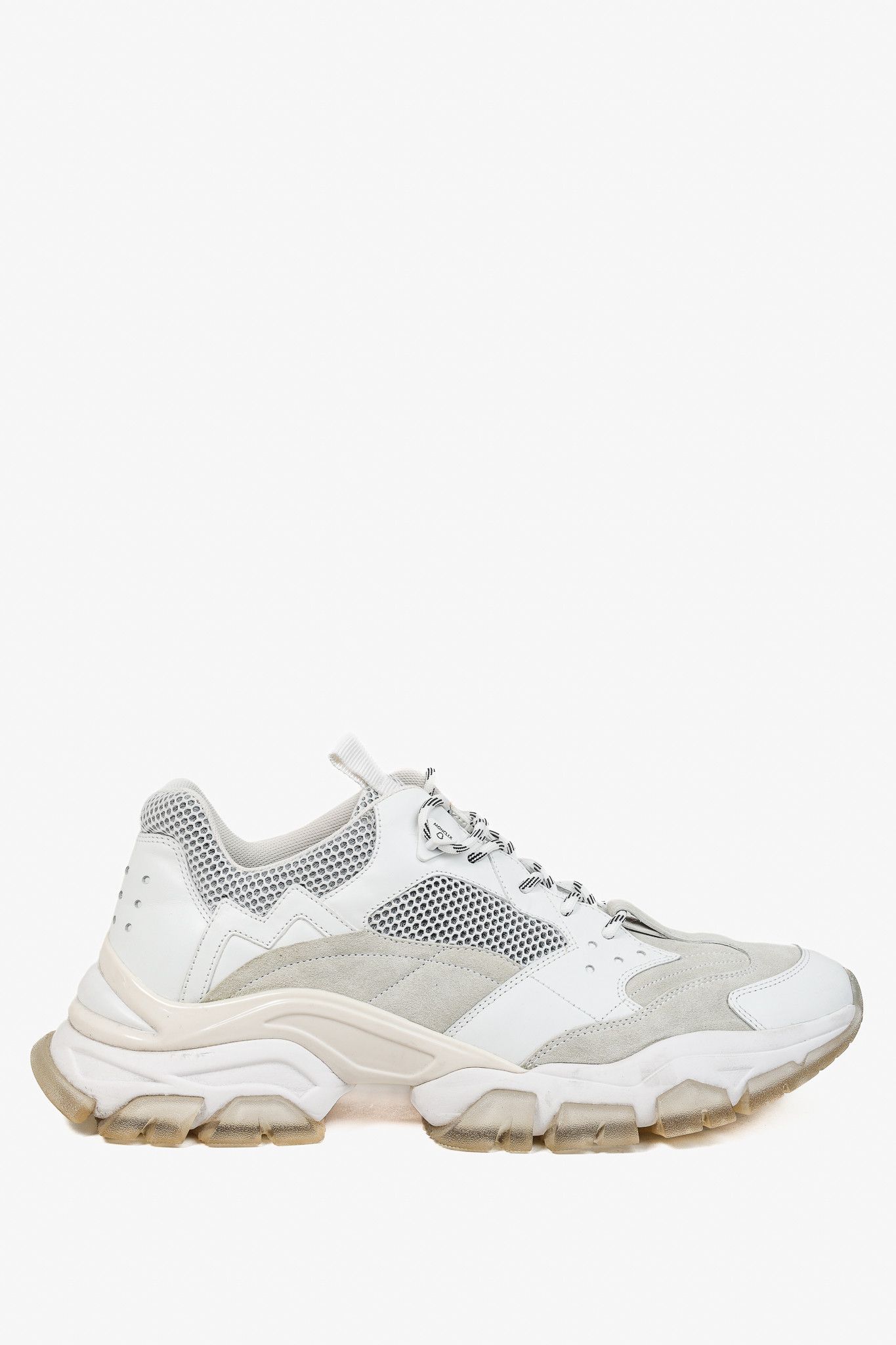 Moncler Moncler Leave No Trace Leather Suede Mesh Sneaker in White Size US 11 / EU 44 - 1 Thumbnail