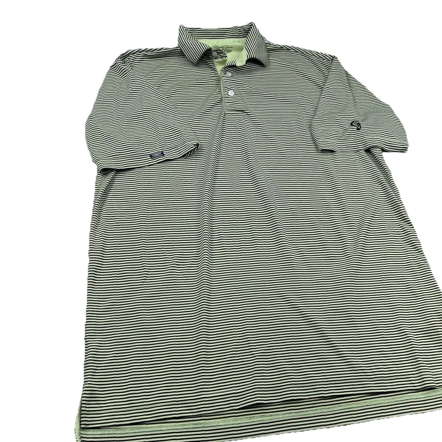 Vintage Straight Down Polo Shirt Men XL Yellow Black Striped Performance Golf Club Adult Size US XL / EU 56 / 4 - 5 Thumbnail