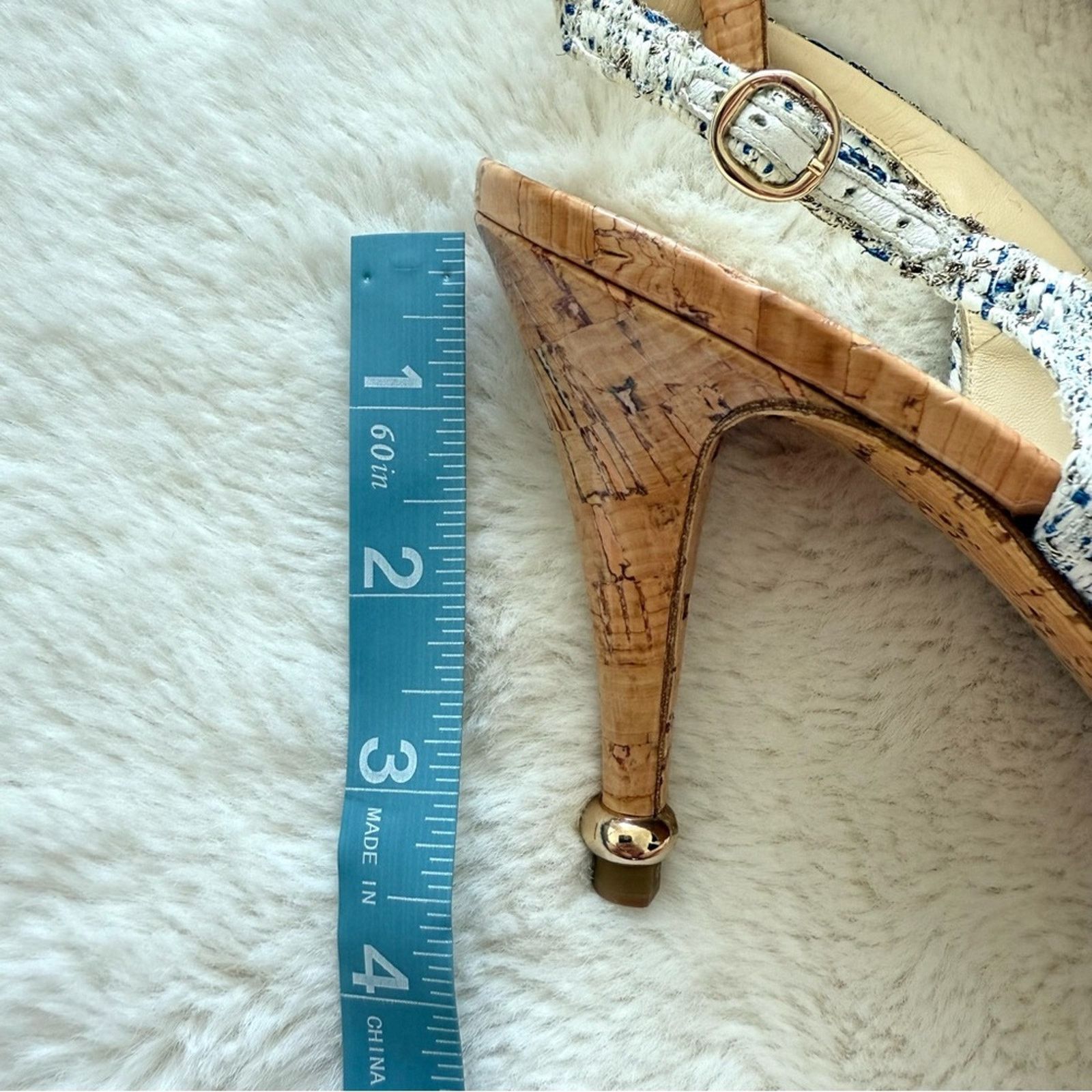 Chanel CHANEL Tweed Heels CC Blue White 40 EU or 10US Authentic Size US 10 / IT 40 - 7 Thumbnail