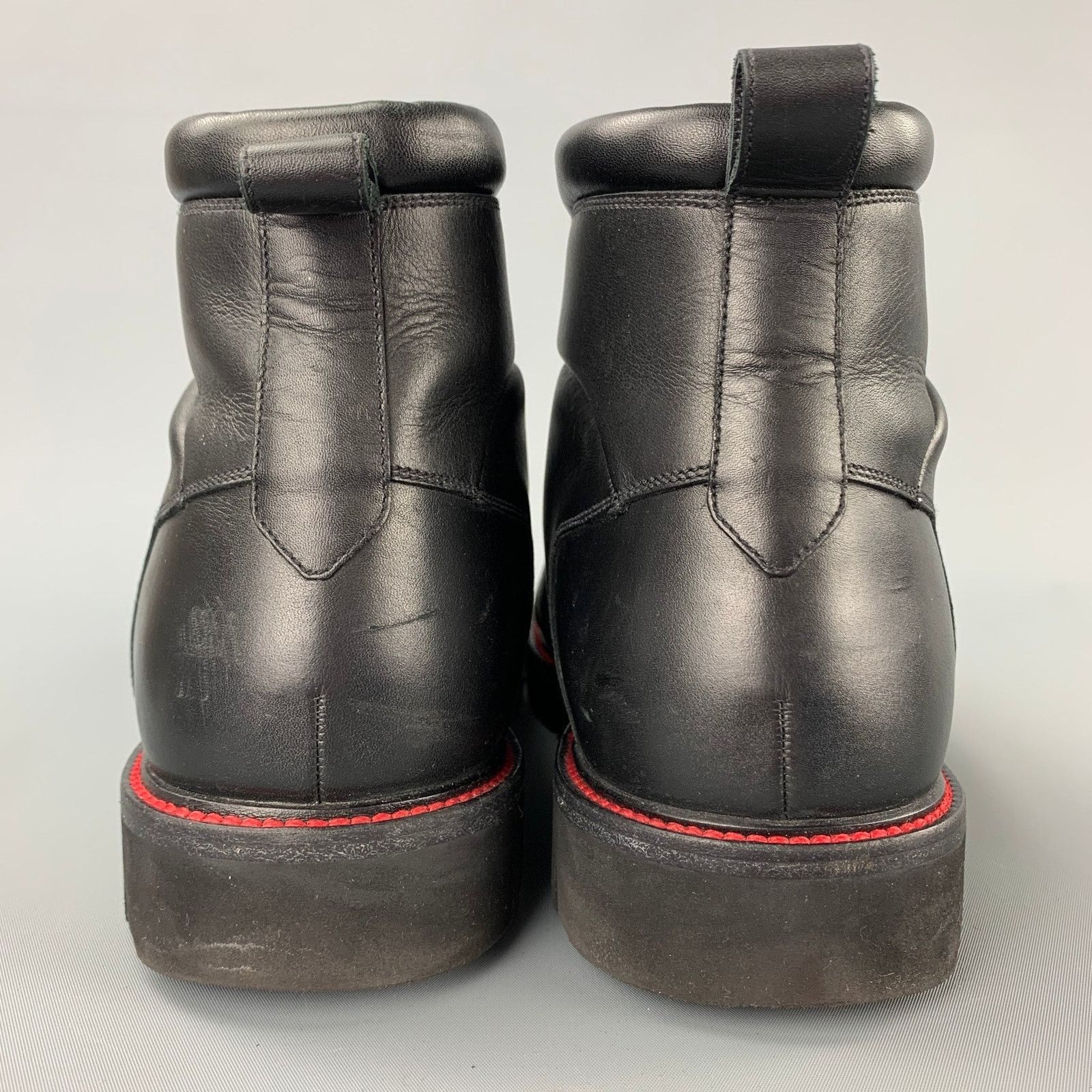 Bally 11 Black Contrast Stitch Leather Fur Ankle Hiking Boots Size US 11 / EU 44 - 5 Thumbnail