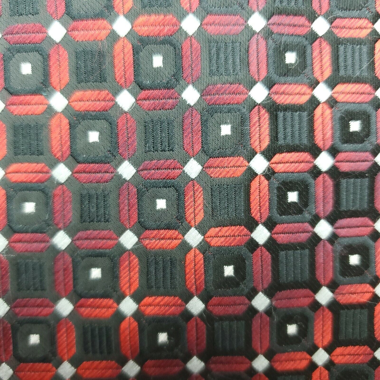 Croft & Barrow Croft & Barrow Red Black Geometric Polyester Wide Tie Size ONE SIZE - 2 Thumbnail