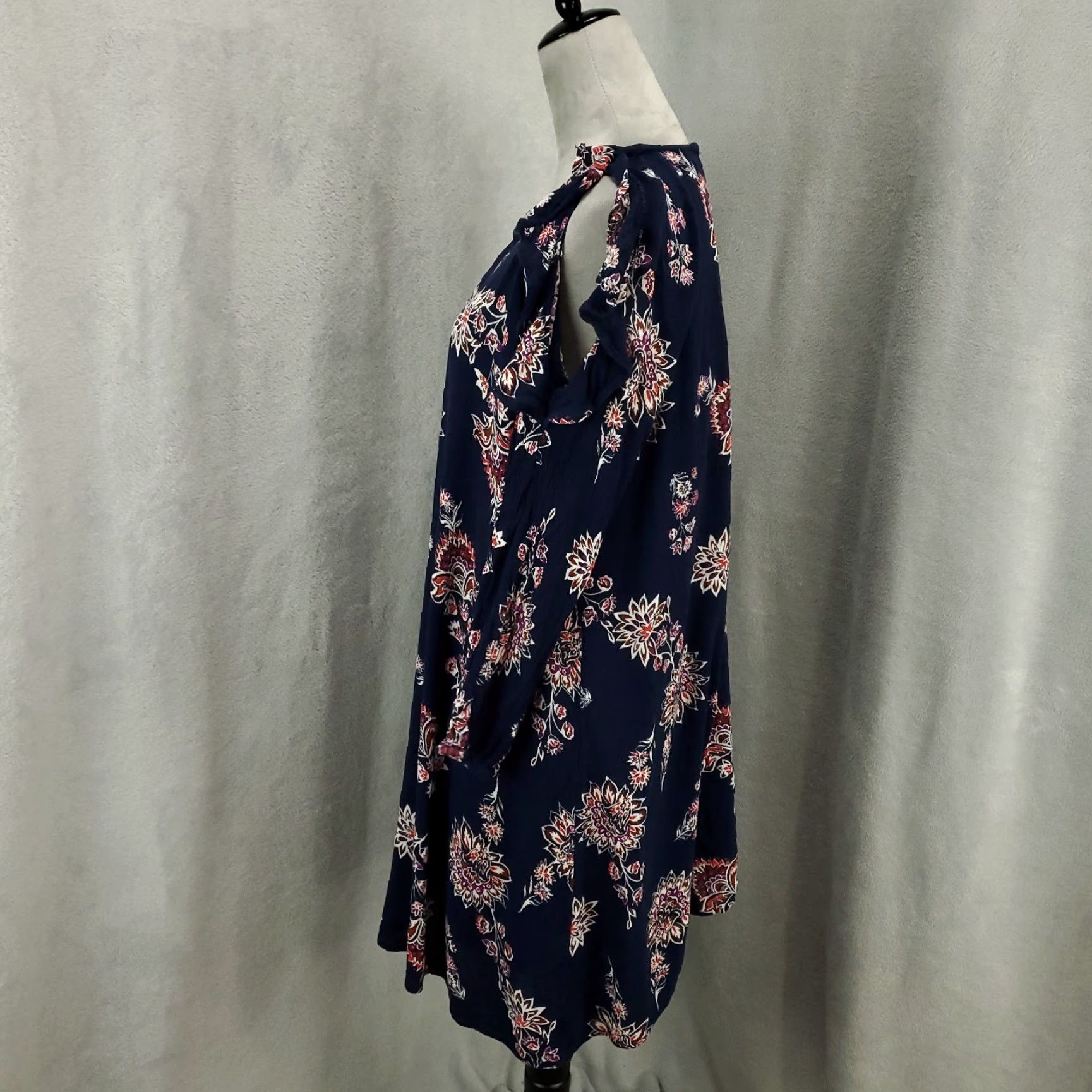 Old Navy VINTAGE Old Navy Womens Dress Blue Floral Lined Short Shift Cotton Blend Purple? Wait. Size L / US 10 / IT 46 - 7 Thumbnail