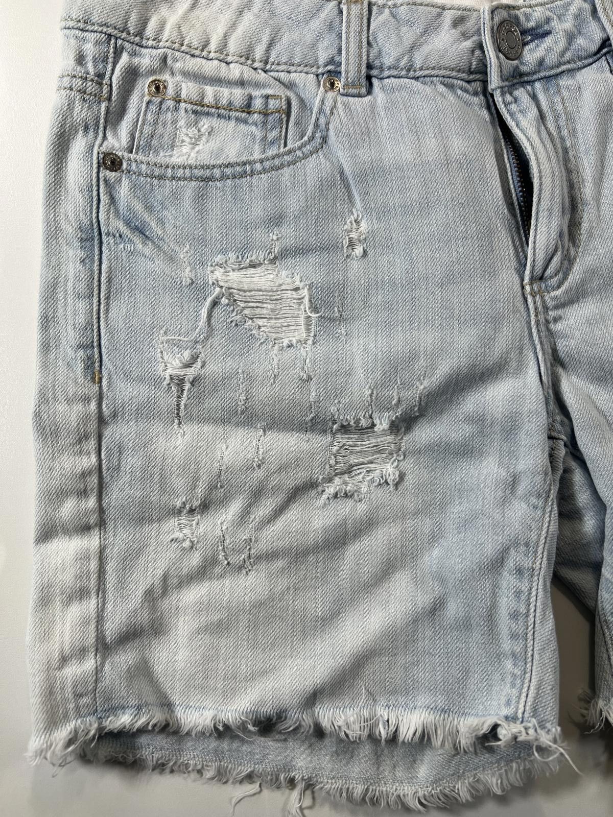Unknown London Light Blue Distressed Denim Shorts Size ONE SIZE - 3 Thumbnail