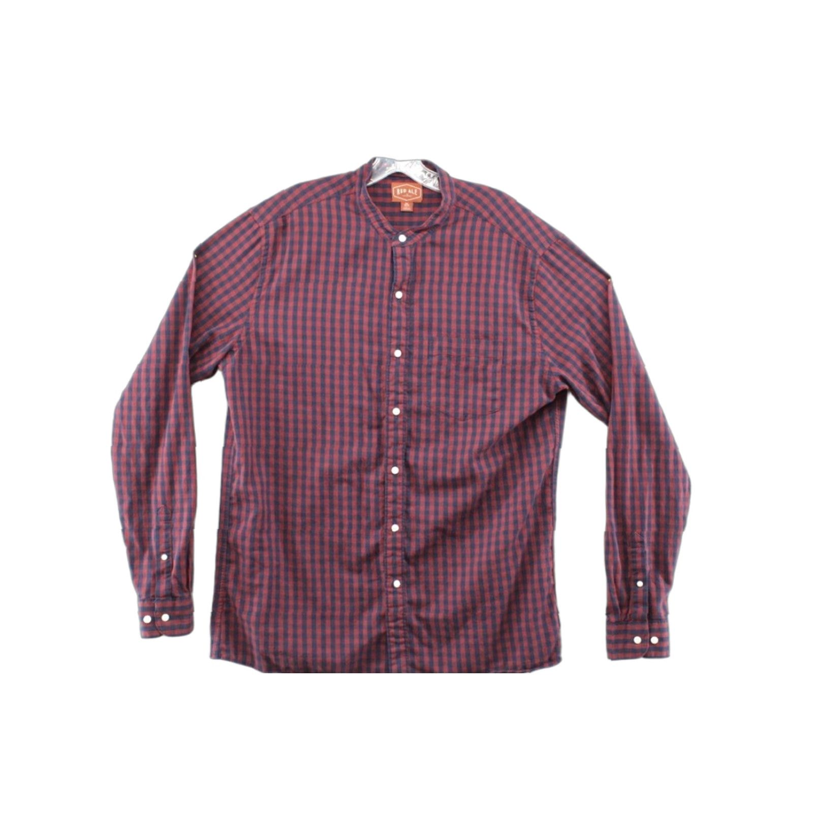 Vintage Red Ale Shirt Men's XL Tall Red Black Check Band Collar Preppy Work Office Size US XL / EU 56 / 4 - 1 Thumbnail