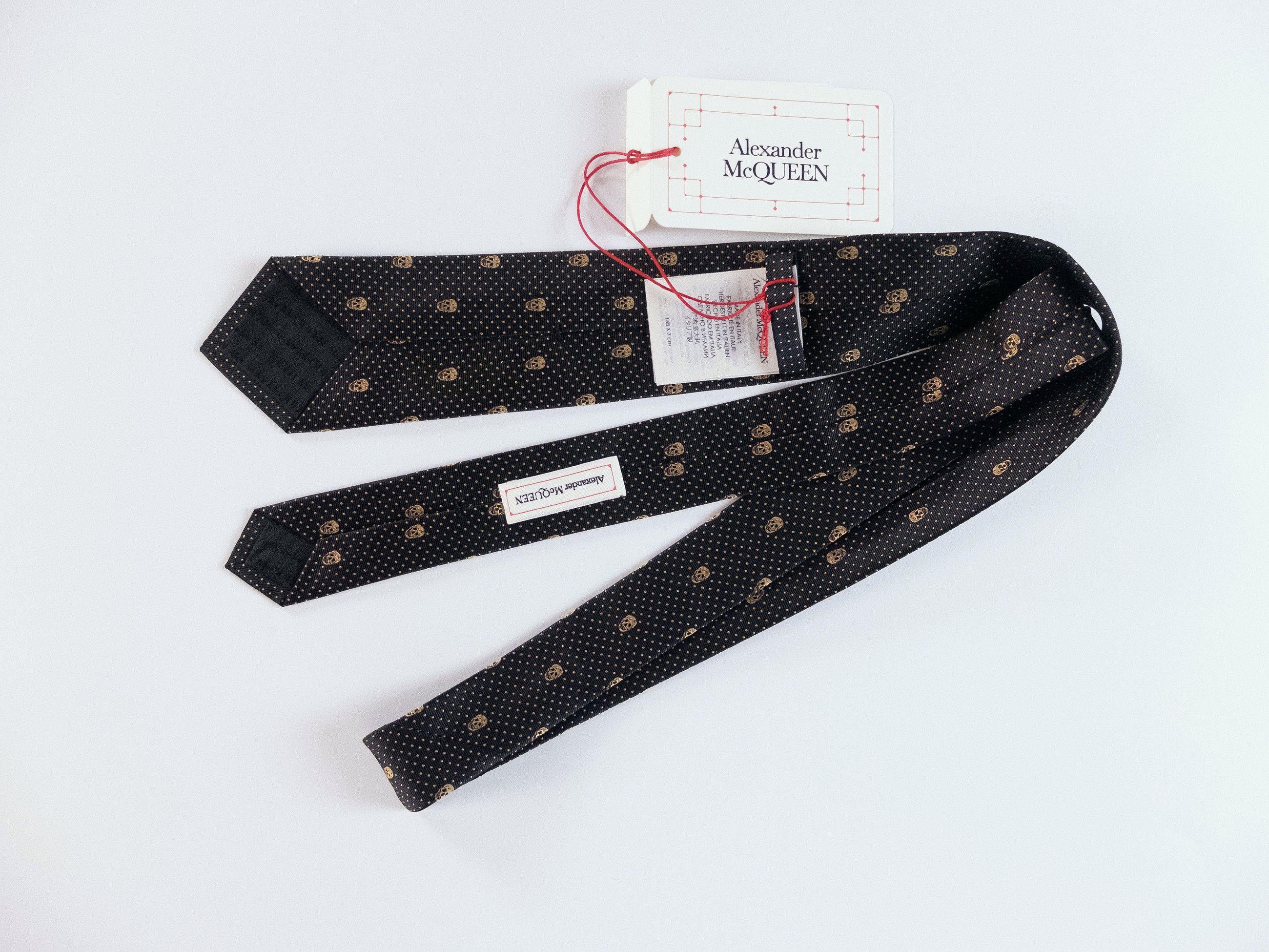 Alexander McQueen ALEXANDER MCQUEEN black skulls & polka dots motif silk tie Size ONE SIZE - 4 Thumbnail