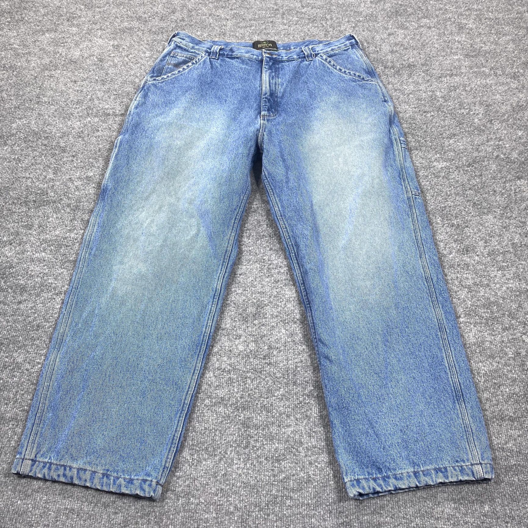 Vintage RedHead Jeans Mens 38x30 Blue Relaxed Straight Insulated Fleece Lined Denim 7254MN Winter Pockets Zip Fly Size US 38 / EU 54 - 2 Thumbnail