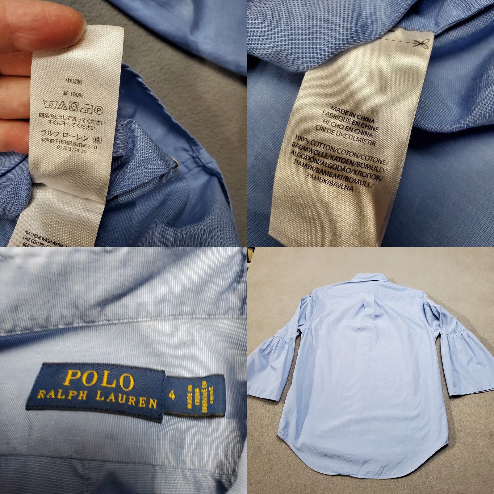 Polo Ralph Lauren Polo Ralph Lauren Shirt Womens 4 Blue Long Bell Sleeves Cotton Button Up Size S / US 4 / IT 40 - 9 Thumbnail