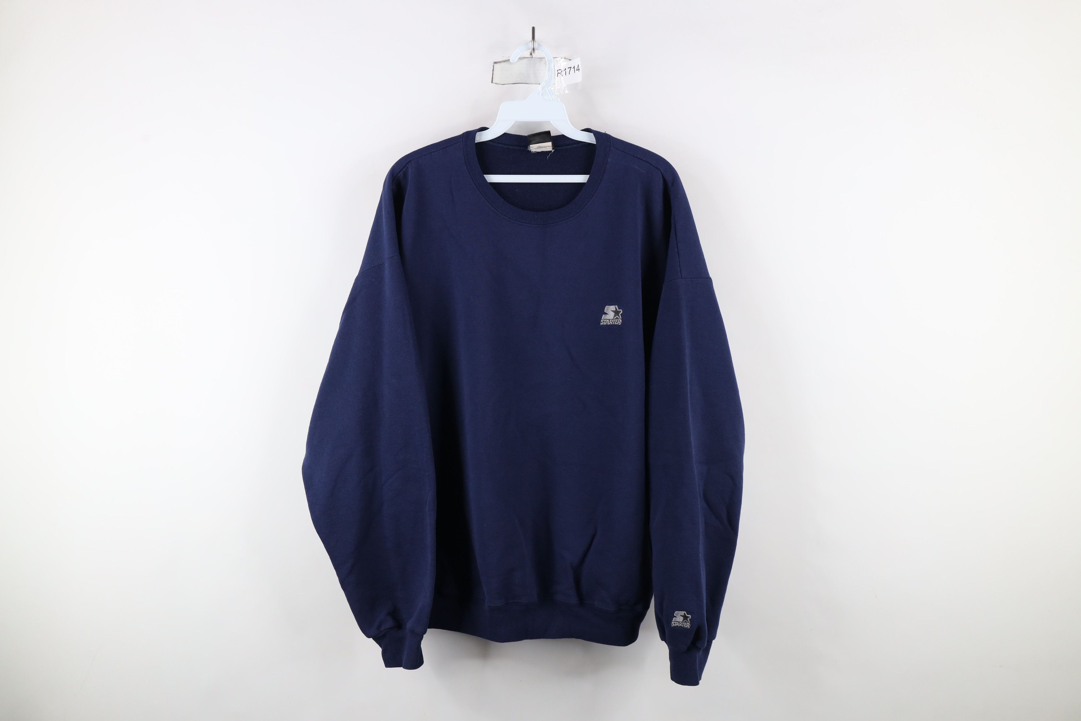 Starter × Vintage Vintage 90s Starter Spell Out Crewneck Sweatshirt Navy Blue Size US XL / EU 56 / 4 - 1 Thumbnail