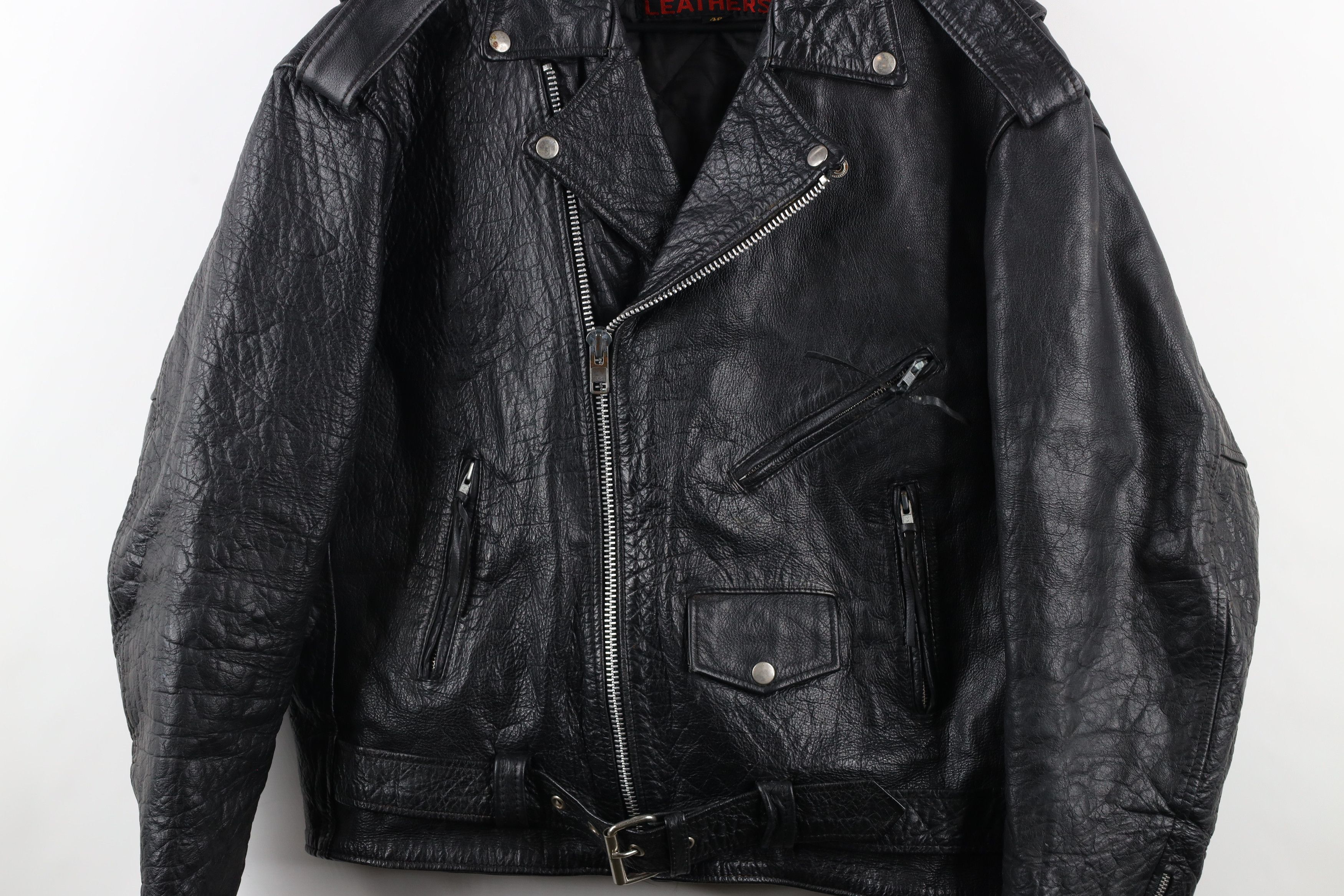 Vintage Vintage 90s Streetwear Leather Motorcycle Jacket Black Size US L / EU 52-54 / 3 - 3 Thumbnail