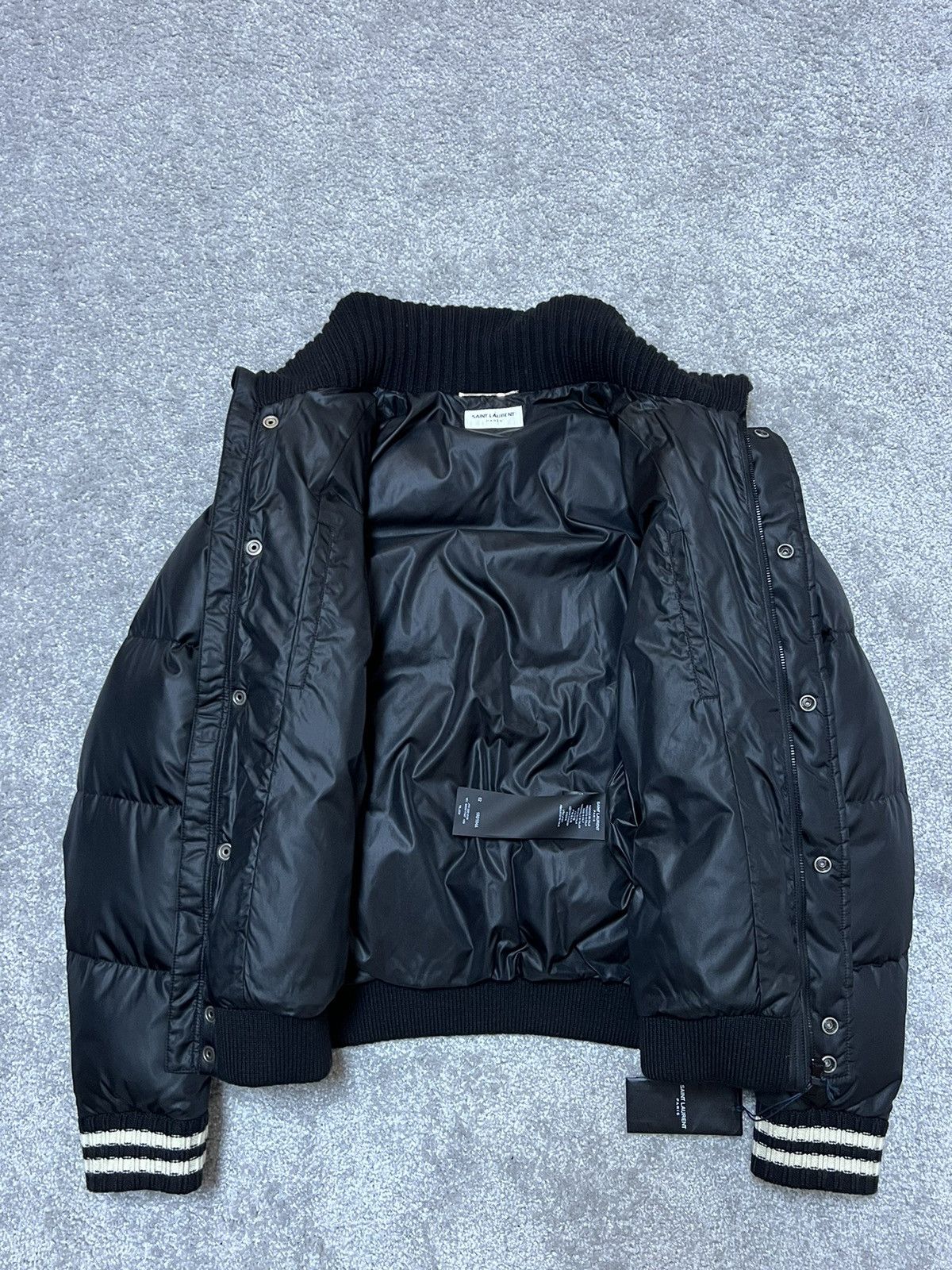 Saint Laurent Paris Saint Laurent Padded Stripe-Trim Puffer Jacket Size US L / EU 52-54 / 3 - 11 Thumbnail
