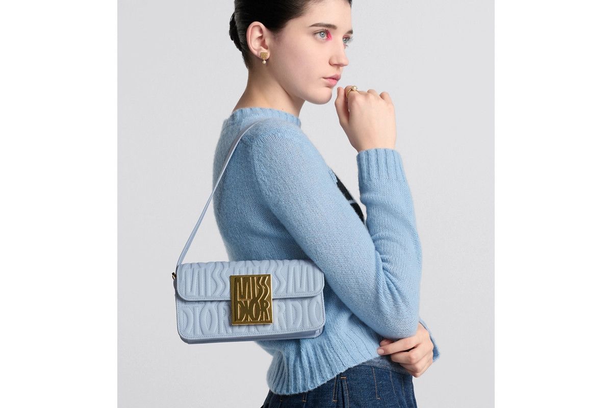 Dior o1bcso1str0226 Size:OS/Miss Dior Flap Bag in Pale Blue Size ONE SIZE - 7 Thumbnail