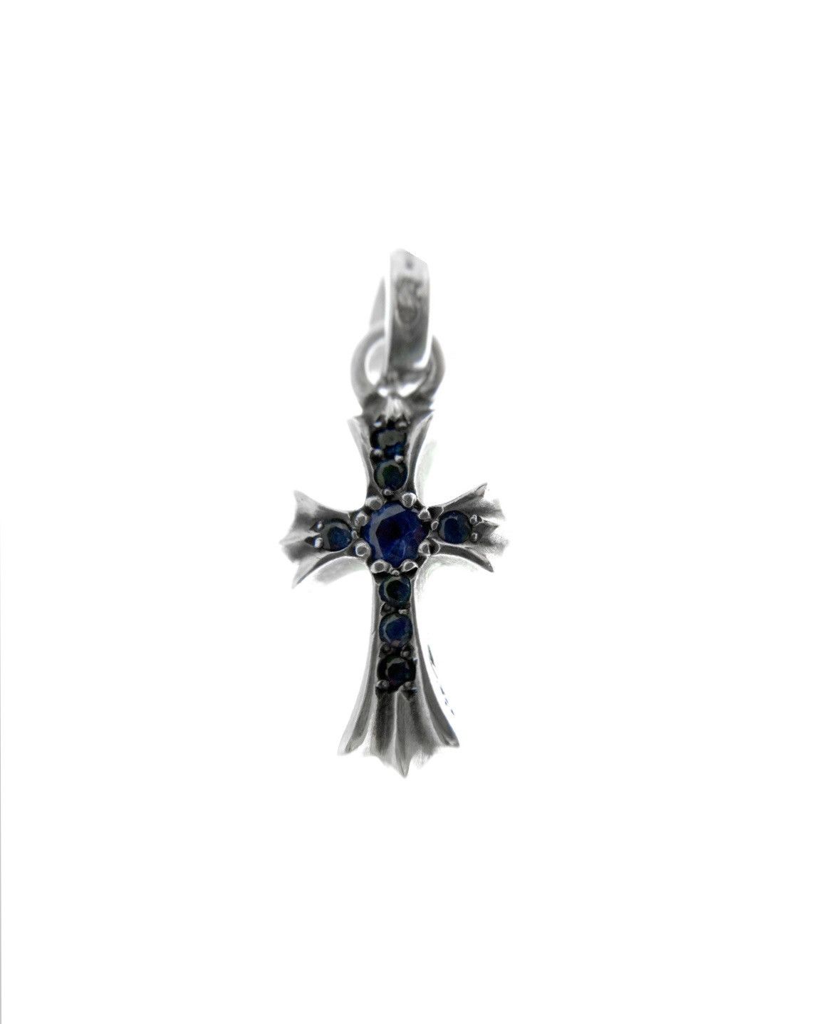 image of Chrome Hearts Babyfat Blue Sapphire Pendant in Silver, Men's