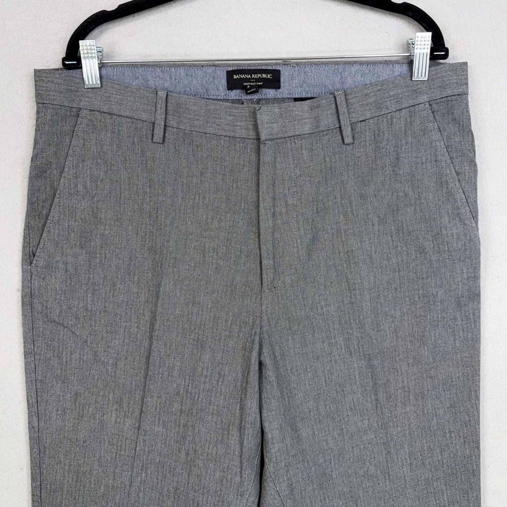 Banana Republic Banana Republic Mens Dress Pants 36x32 Grey Herringbone Kentfield – Business Casual Size US 36 / EU 52 - 2 Thumbnail