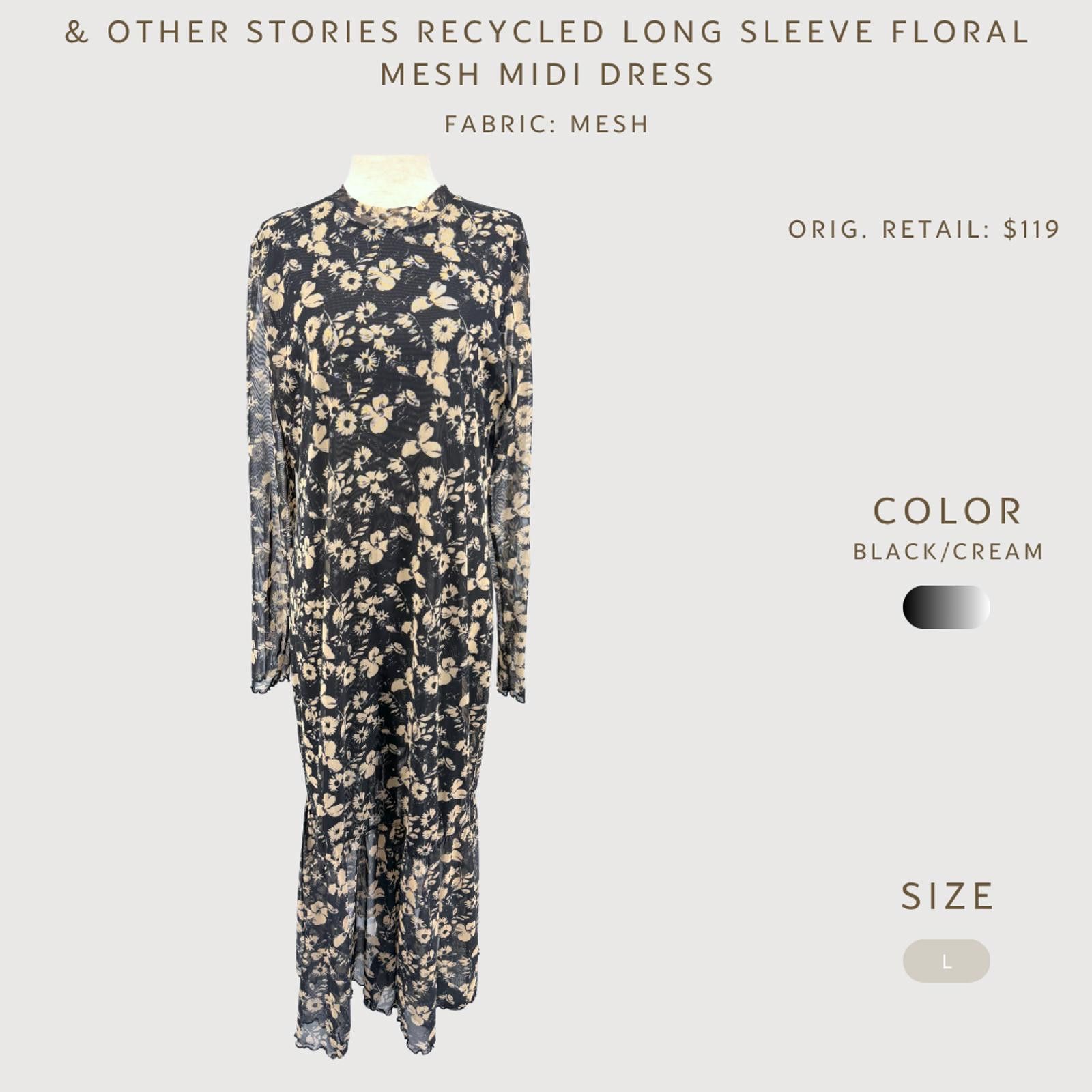 Other & Other Stories Floral Mesh Midi Dress Whimsical Goth L Size L / US 10 / IT 46 - 2 Thumbnail