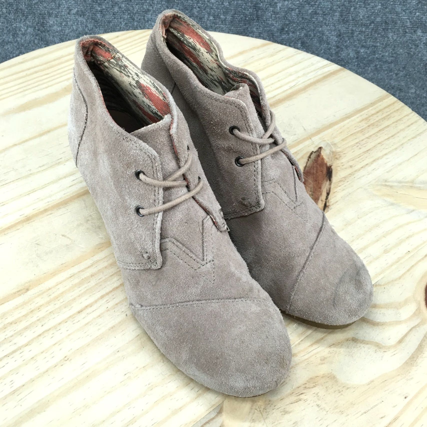 Toms TOMS Boots Womens 10 Desert Brown Lace Up Round Toe Comfort Wedge Heels 10006257 Size US 10 / IT 40 - 3 Thumbnail