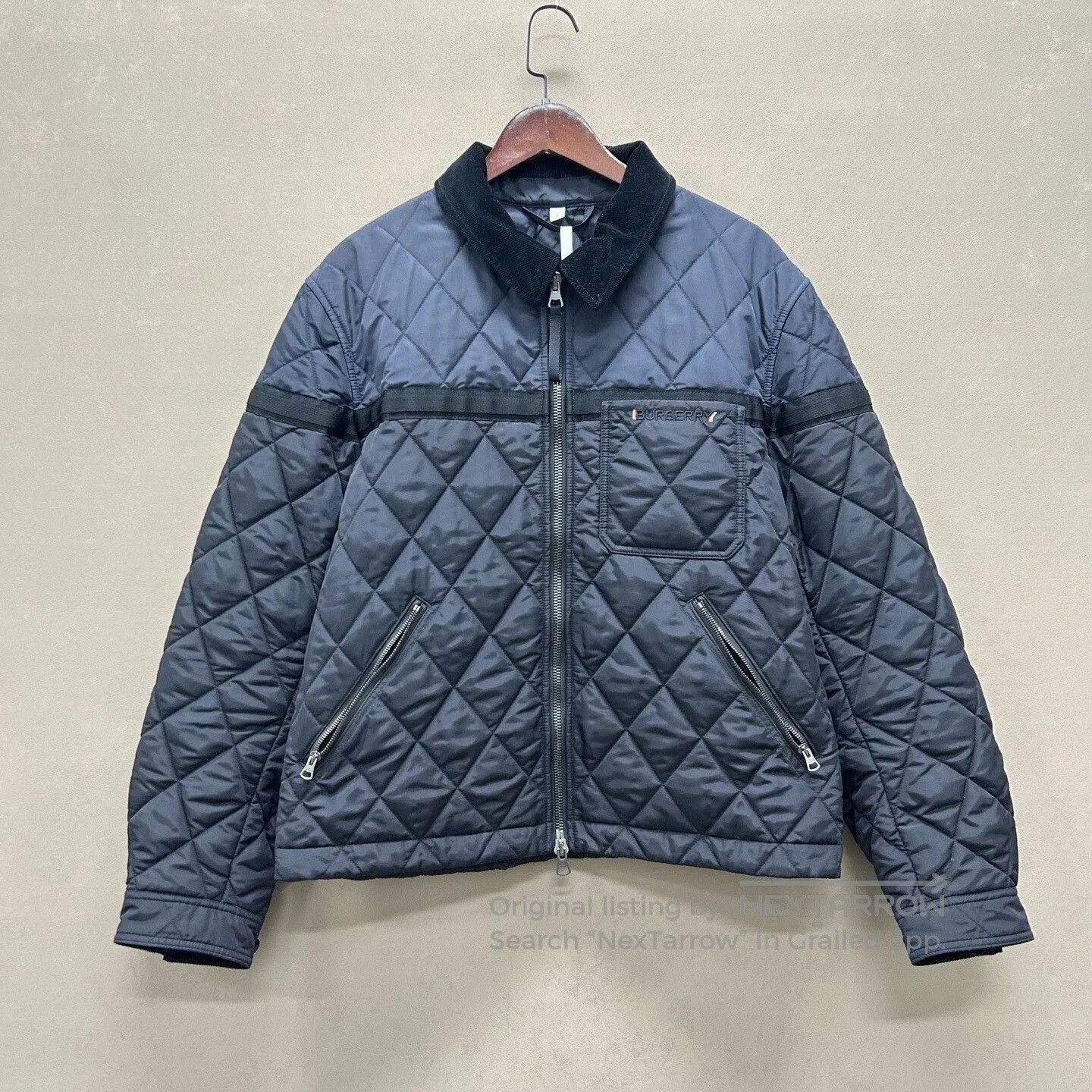 Burberry Burberry Blue Diamond-Quilted Zip Jacket. Size US L / EU 52-54 / 3 - 1 Thumbnail