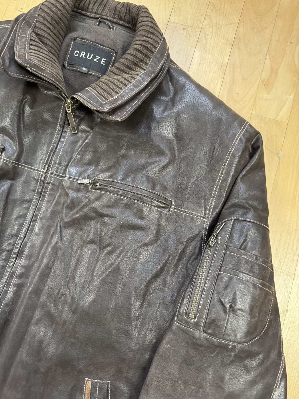 Genuine Leather × Vintage Vintage Leather Bomber Real Leather Genuine Streetwear 90s Size US XL / EU 56 / 4 - 5 Thumbnail