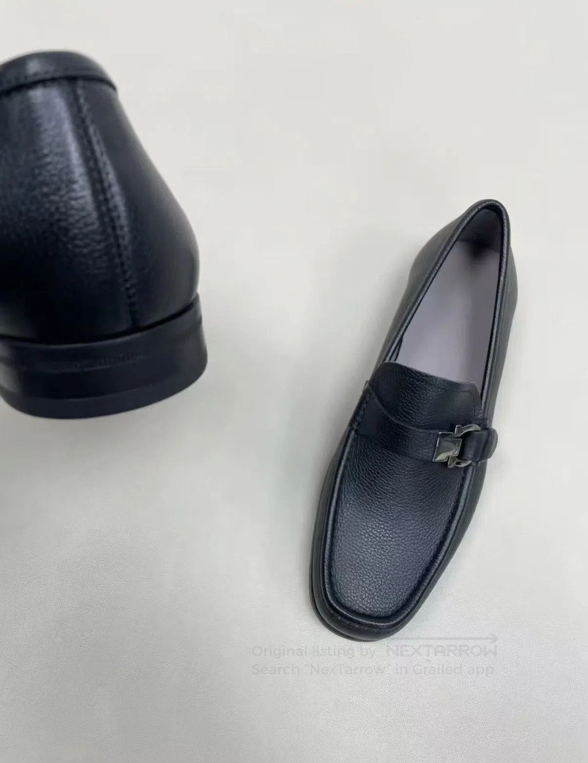 Salvatore Ferragamo Black Leather Slip-On Loafers with Buckle Accent. Size US 6.5 / EU 39-40 - 6 Thumbnail
