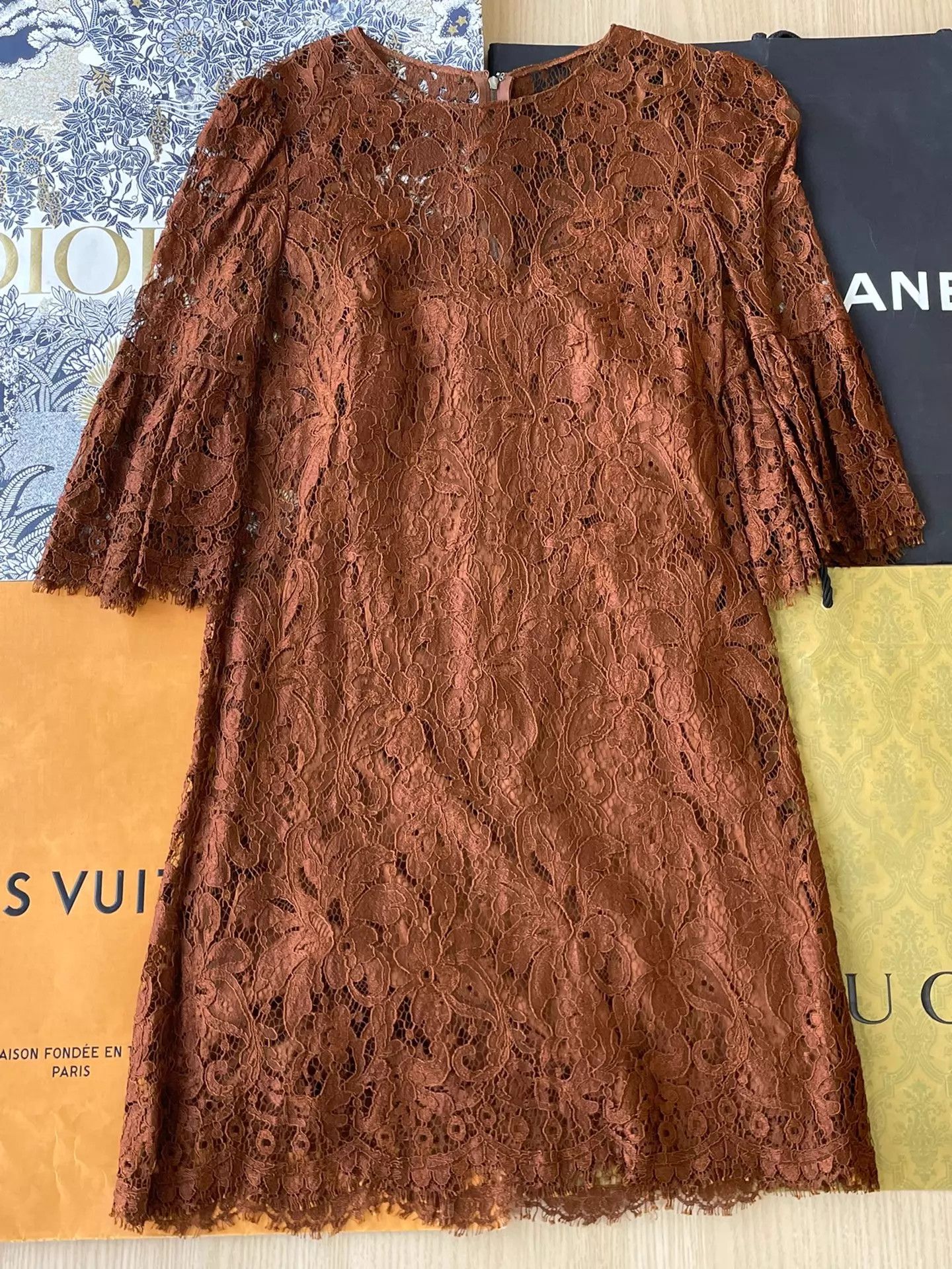 Dolce & Gabbana Dolce&Gabbana Caramel Lace Dress with Lining Size 40 Size S / US 4 / IT 40 - 1 Thumbnail