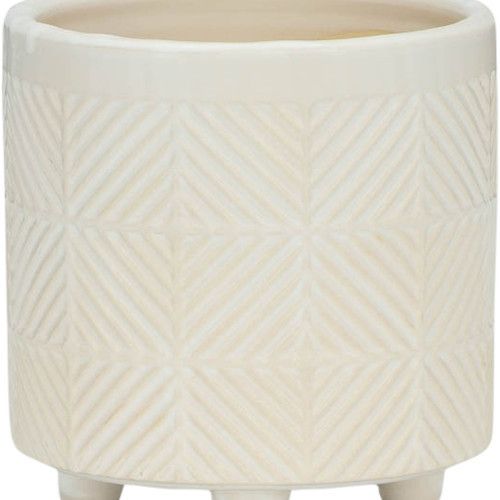 Designer × Homemade S/2 6/8" TEXTURED PLANTERS, SHINY WHITE Size US L / EU 52-54 / 3 - 7 Thumbnail