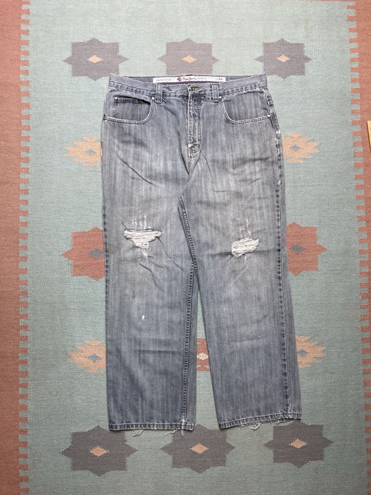 Pepe Jeans × Vintage y2k baggy jeans Pepe faded distressed grunge skater 36x29 Size US 36 / EU 52 - 5 Thumbnail
